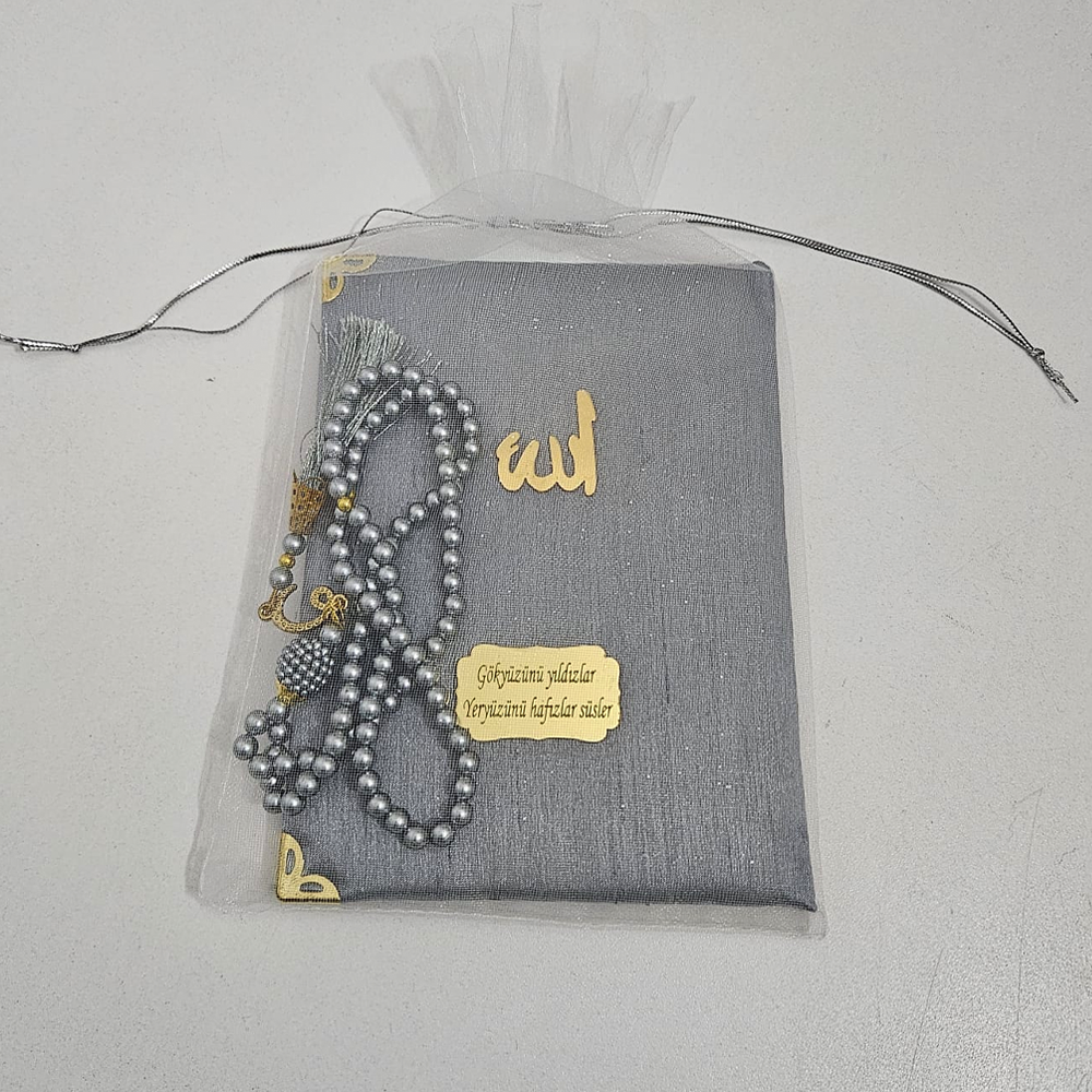 Gri Tül Keseli İpek Set