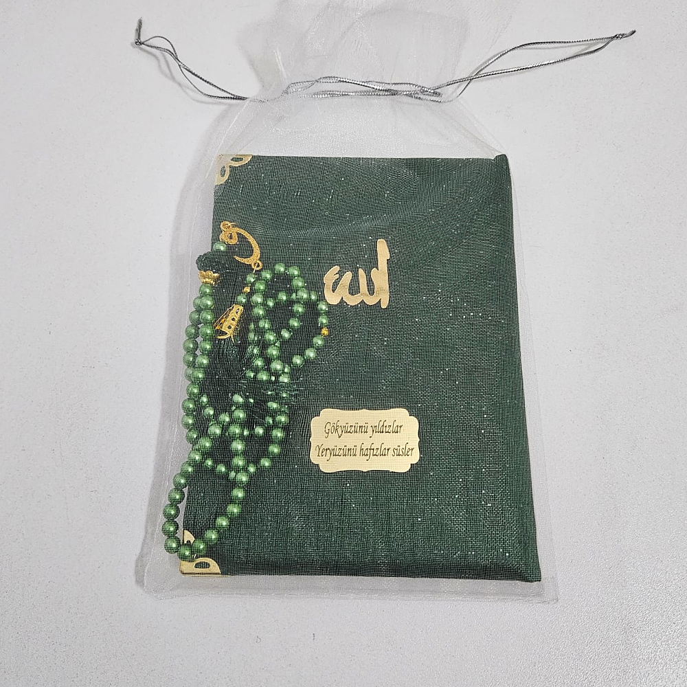 Yeşil Tül Keseli İpek Set