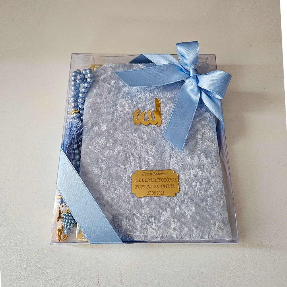 Bebe Mavi Kurdeleli Kadife Set