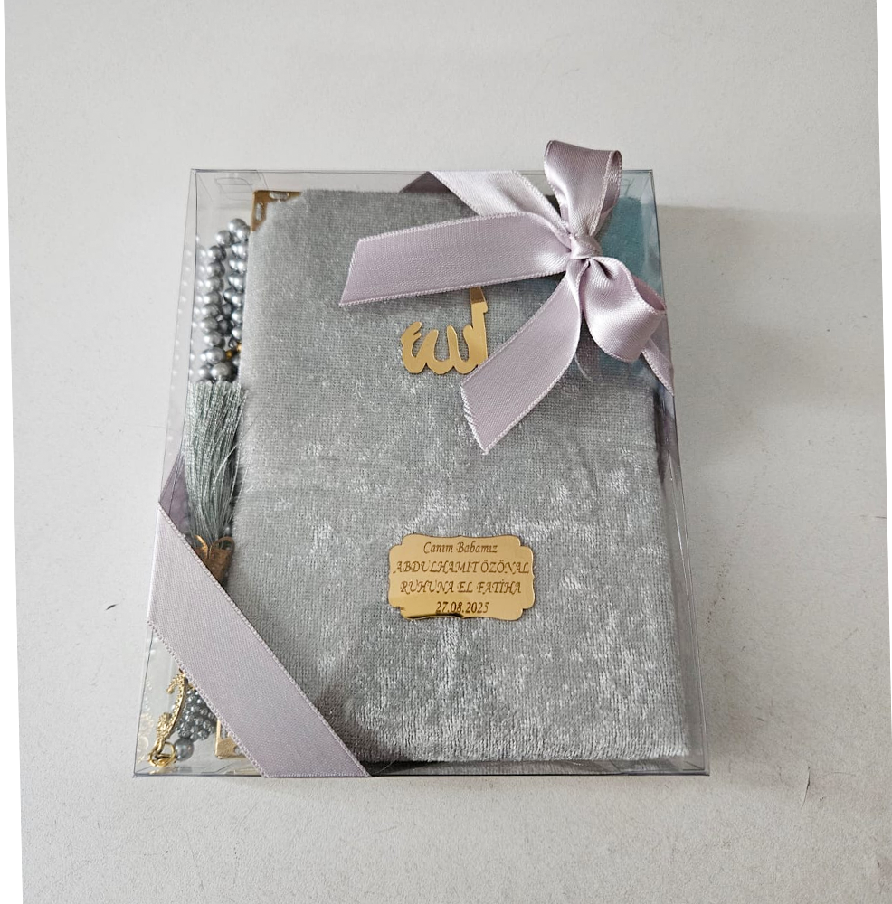 Gri Kurdeleli Kadife Set