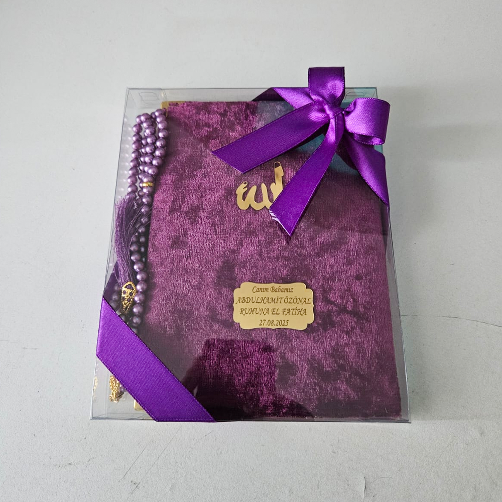 Mor Kurdeleli Kadife Set