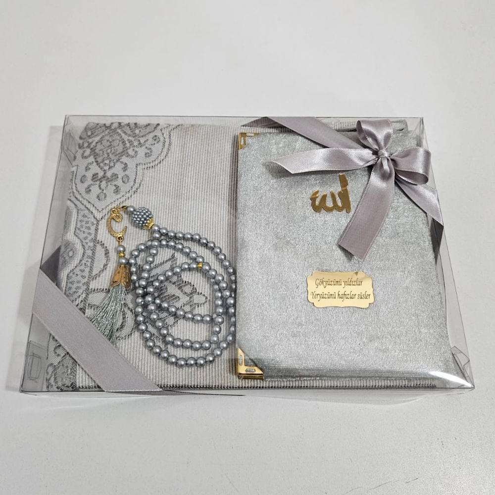 Gri Seccadeli Kadife Set