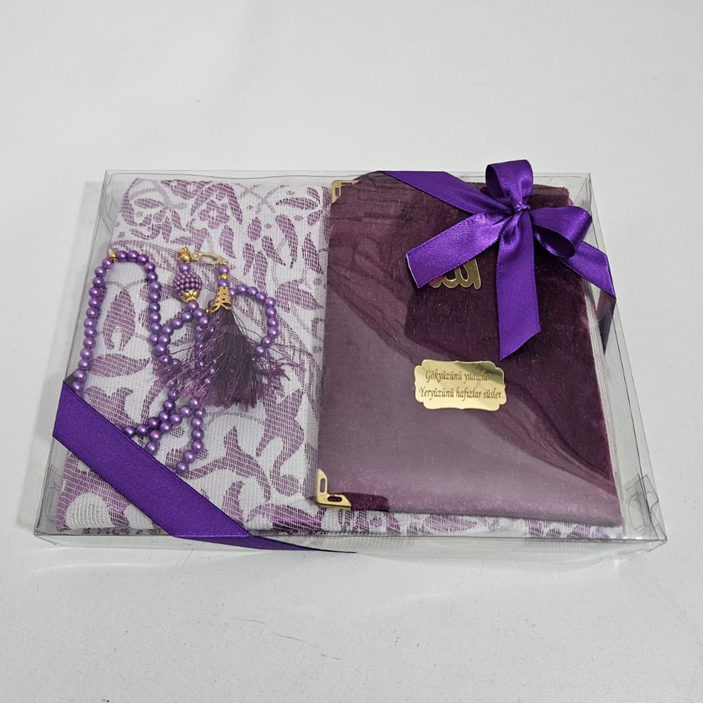 Mor Seccadeli Kadife Set