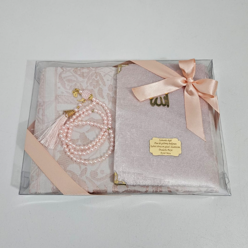 Pembe Seccadeli Kadife Set