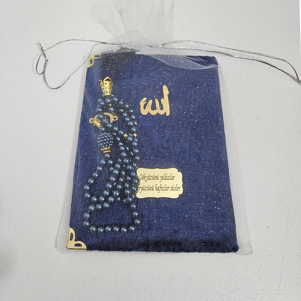 Lacivert Tül Keseli Kadife Set