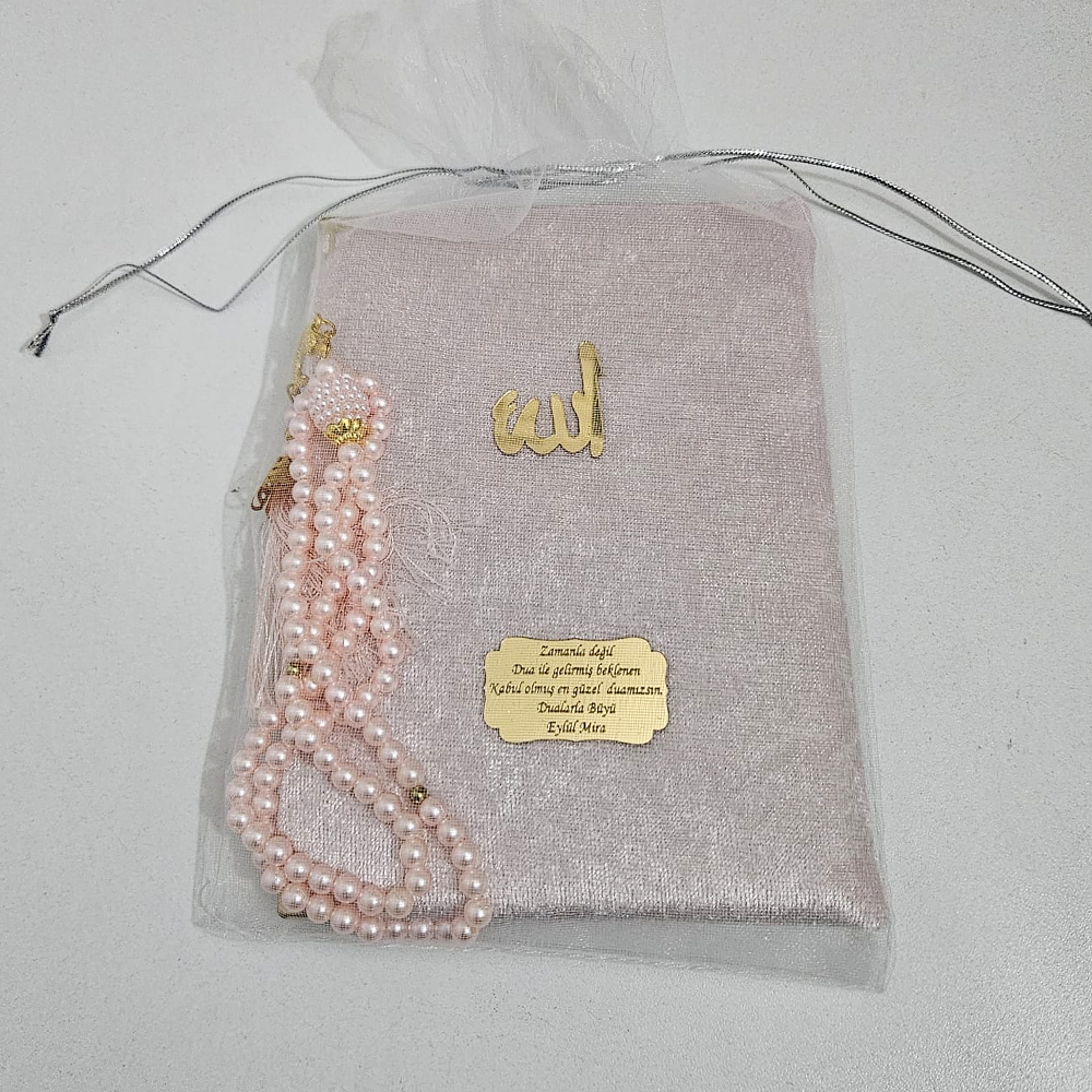 Pembe Tül Keseli Kadife Set