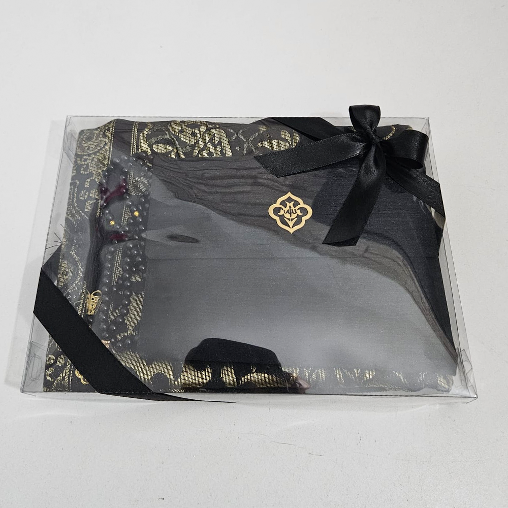 Siyah Seccadeli İpek Keseli Set