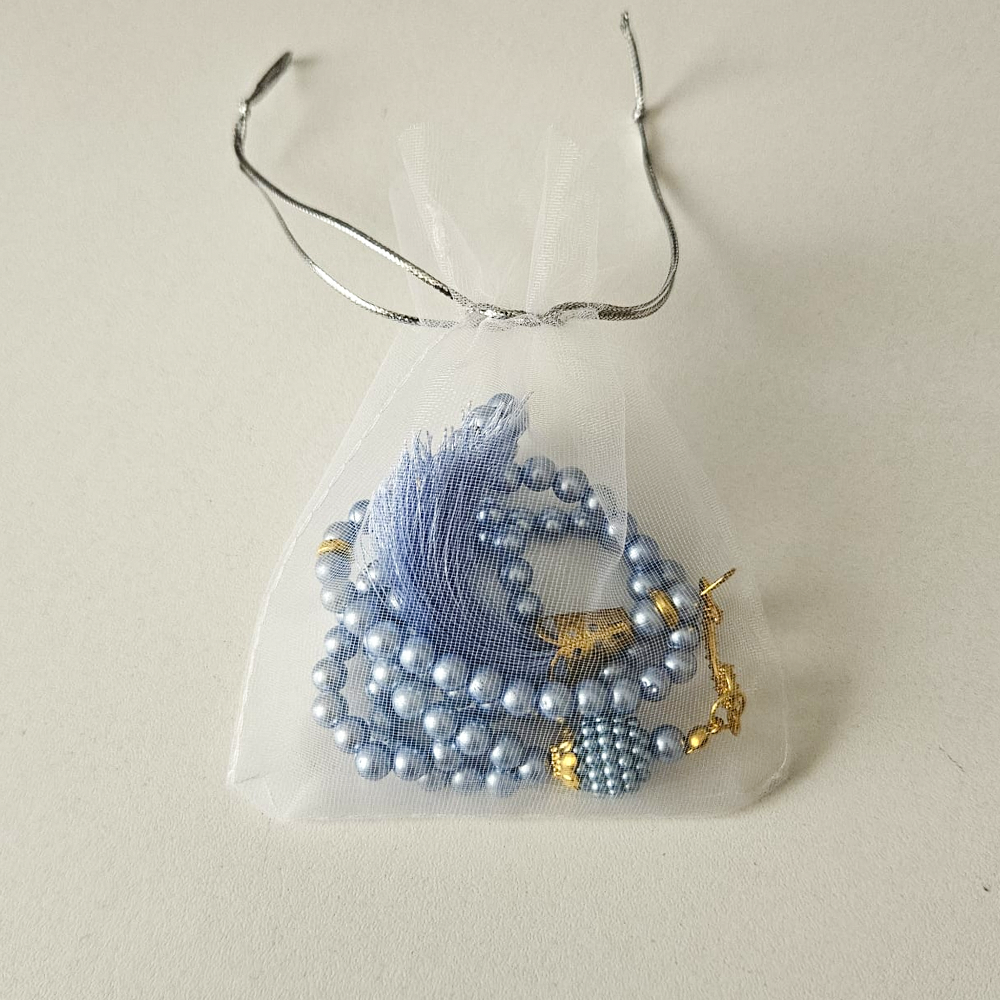 Bebe Mavisi Tül Keseli Tesbih