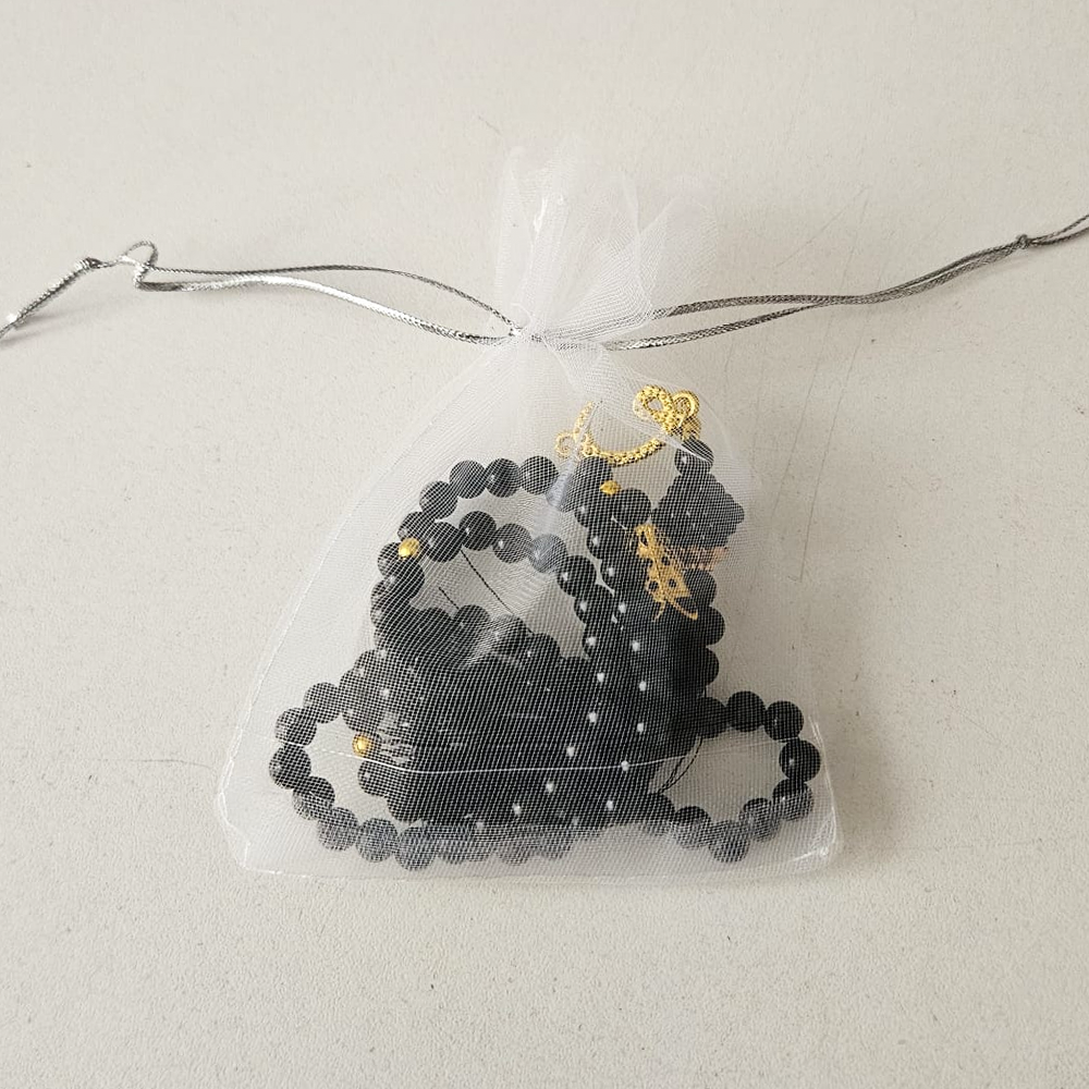 Siyah Tül Keseli Tesbih