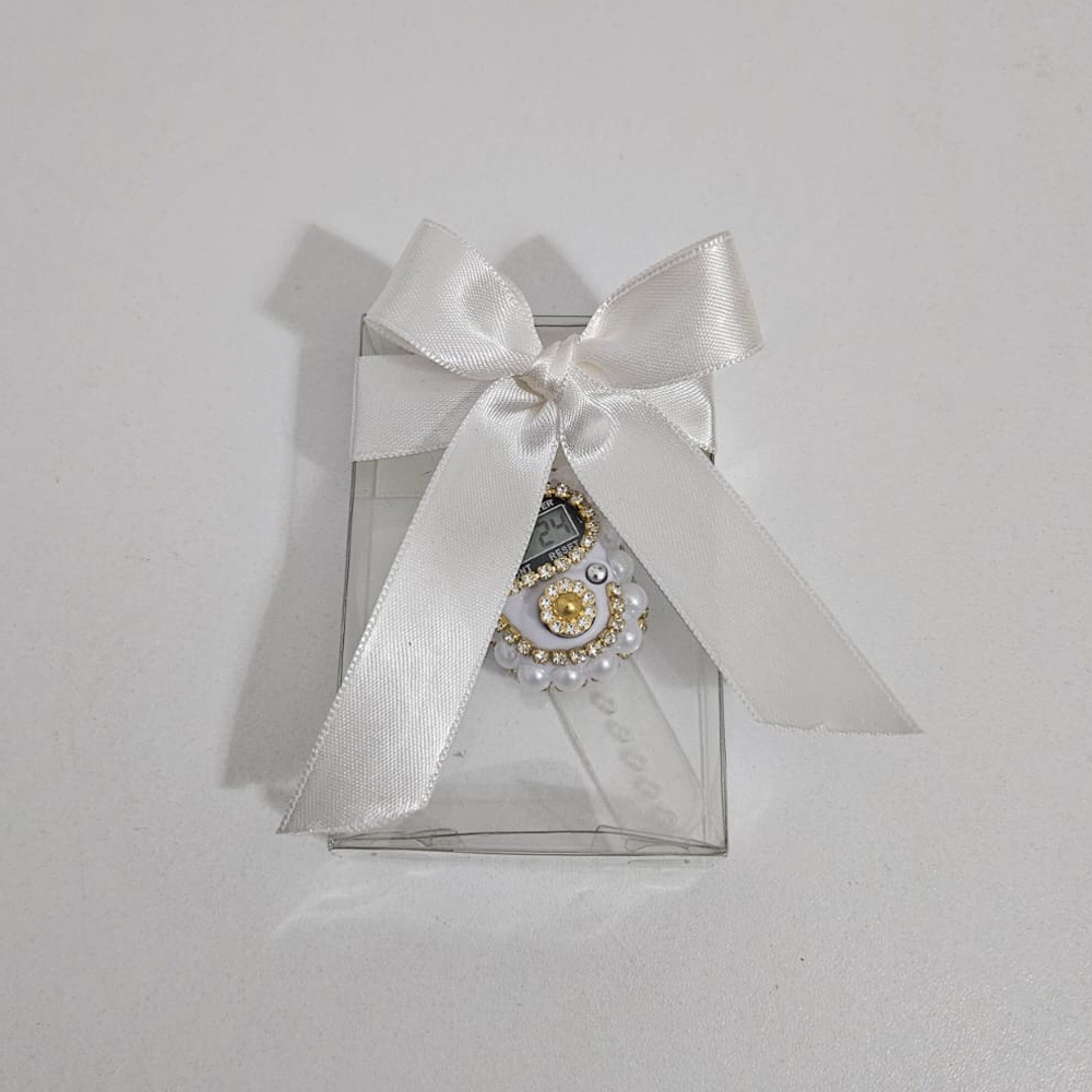 Beyaz Kurdeleli Kutulu Taşlı Zikirmatik