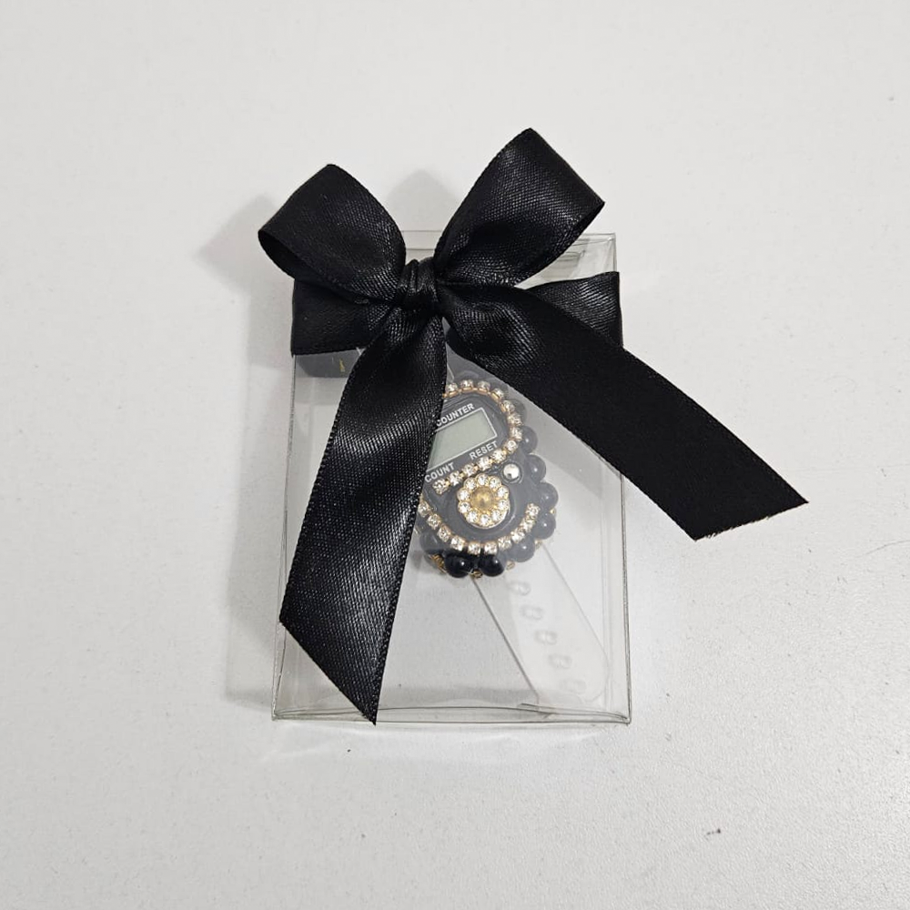 Siyah Kurdeleli Kutulu Taşlı Zikirmatik