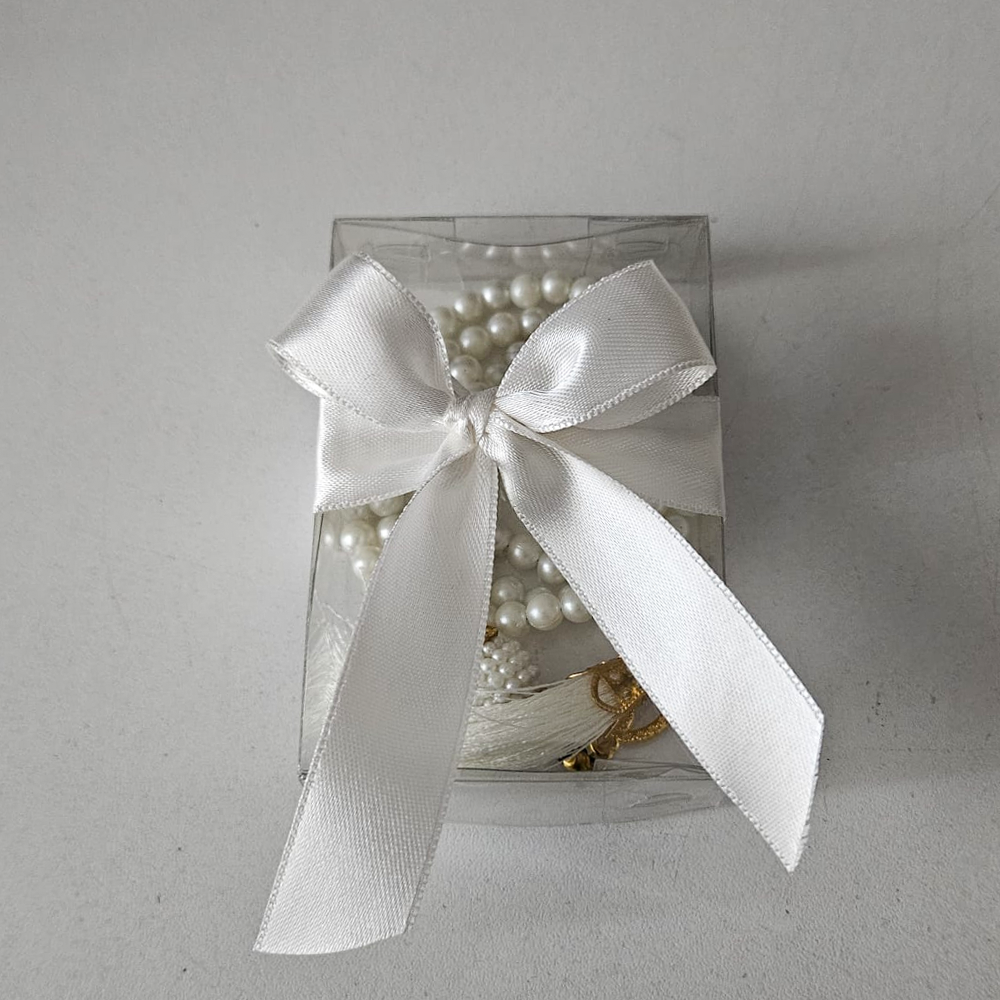 Beyaz Kurdeleli Kutulu Tesbih