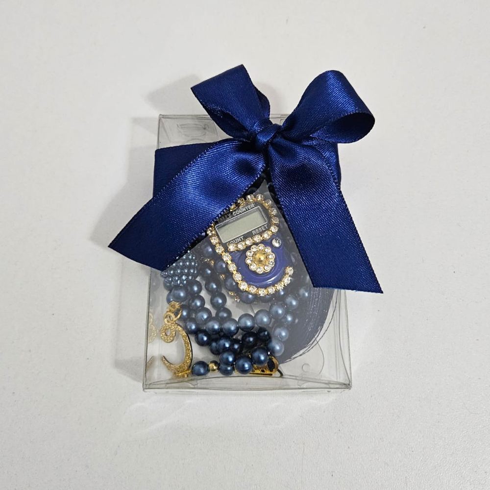 Lacivert Tesbih Ve Taşlı Zikirmatik