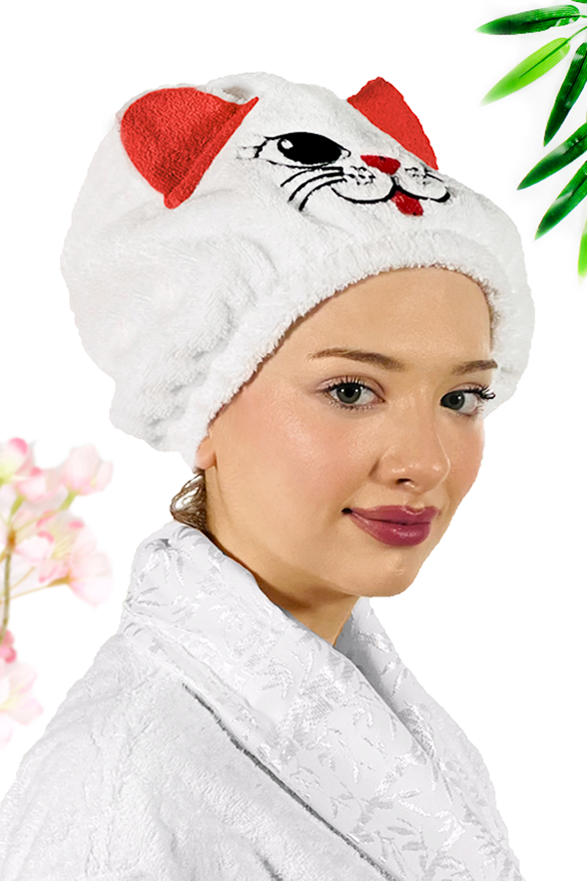 Kadın Bone Havlu KEDİ Modelli