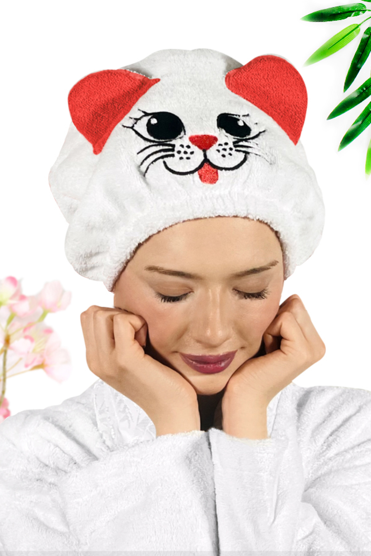 Kadın Bone Havlu KEDİ Modelli