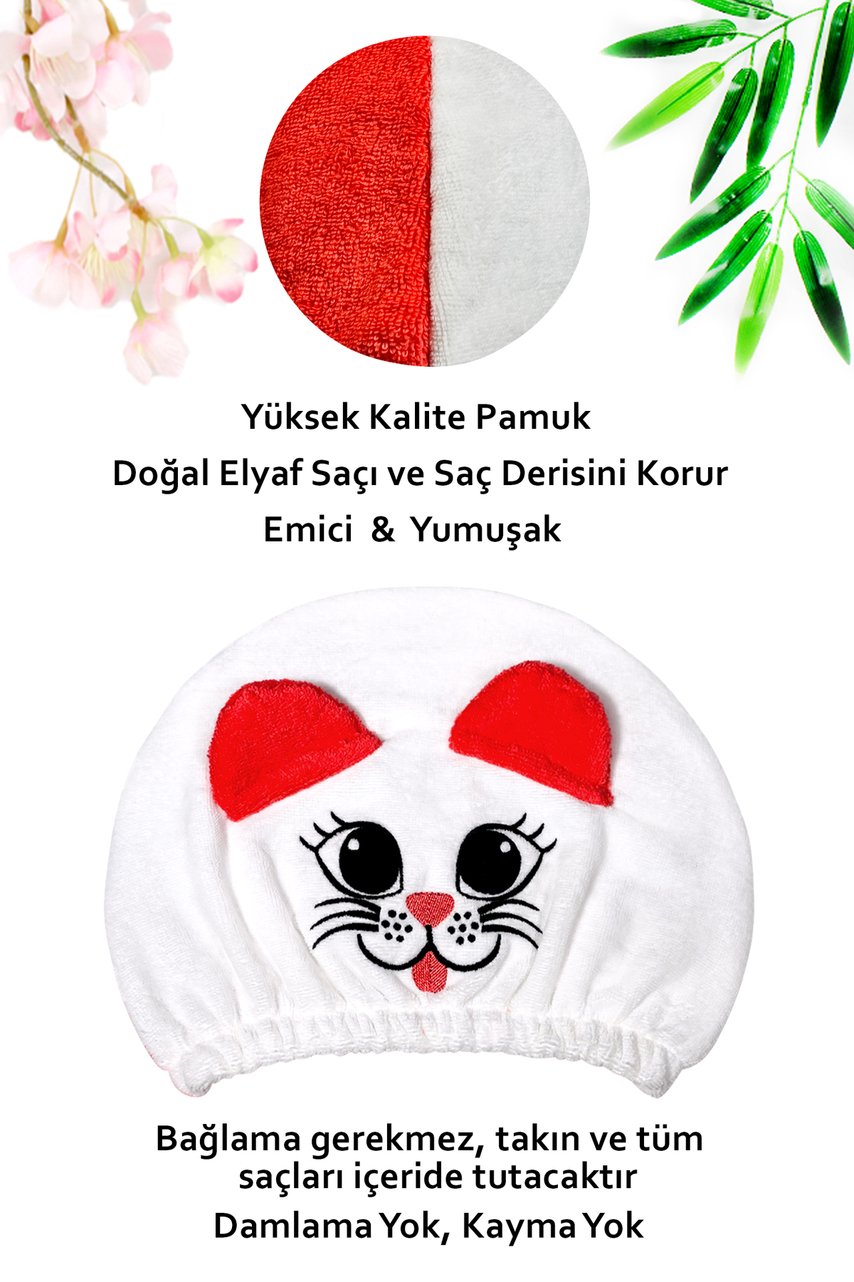 Kadın Bone Havlu KEDİ Modelli