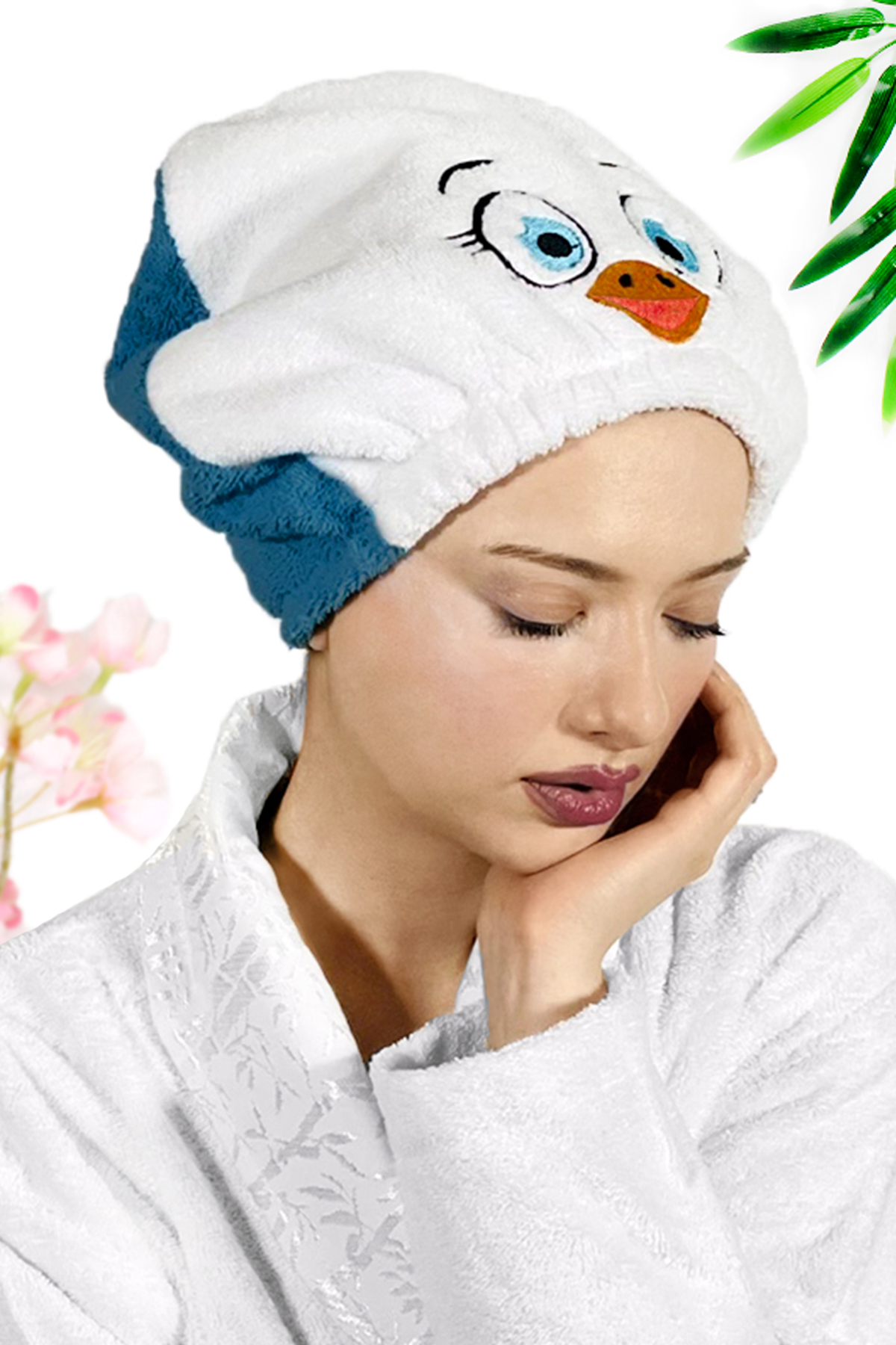 Kadın Bone Havlu KUŞ Modelli