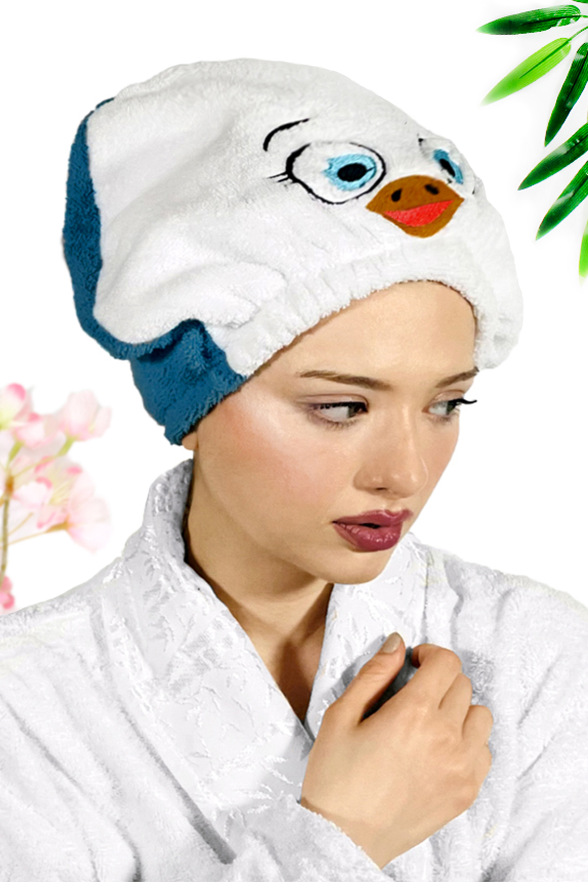 Kadın Bone Havlu KUŞ Modelli