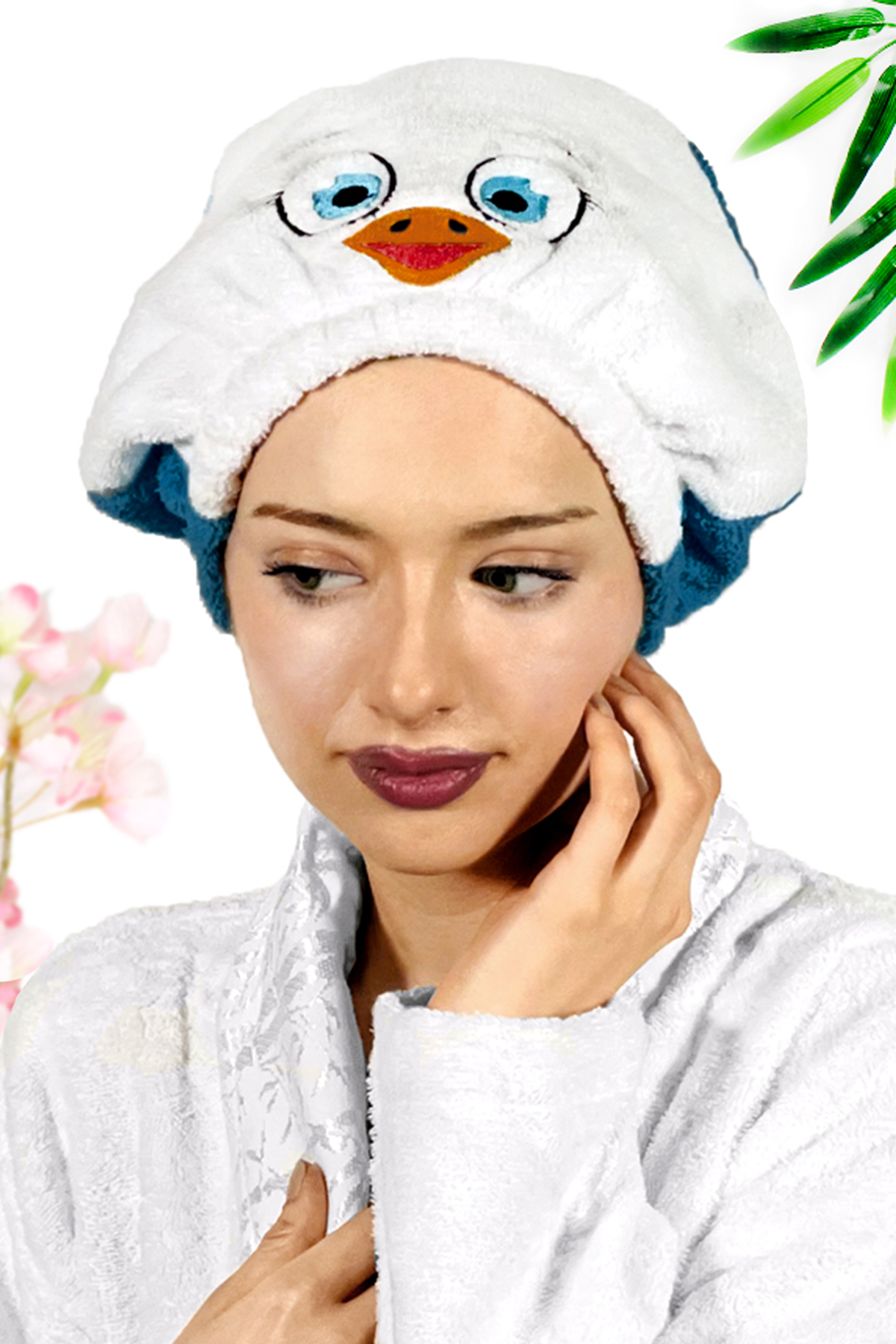 Kadın Bone Havlu KUŞ Modelli