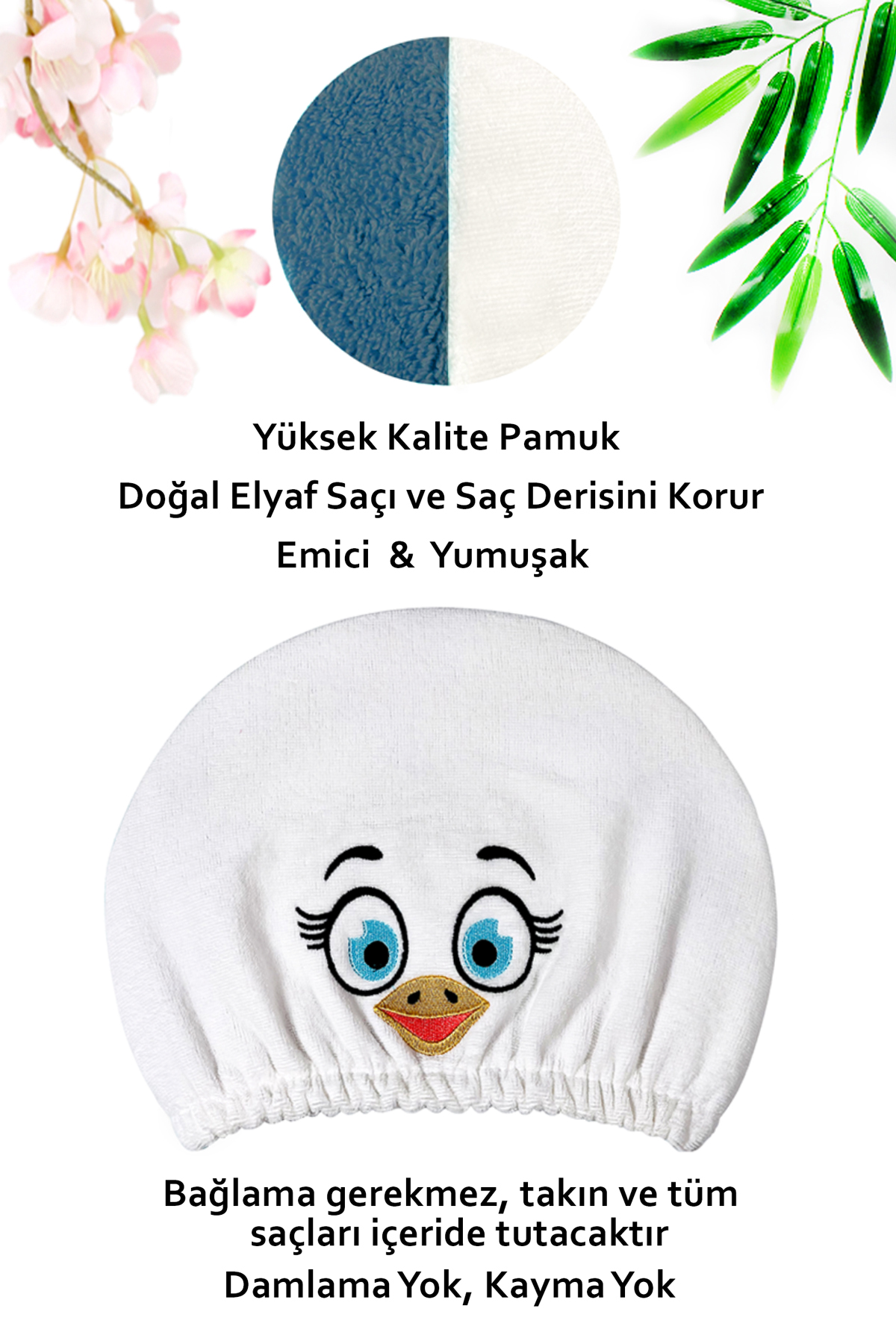 Kadın Bone Havlu KUŞ Modelli