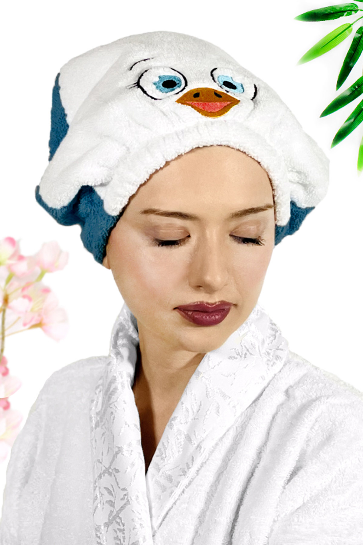 Kadın Bone Havlu KUŞ Modelli