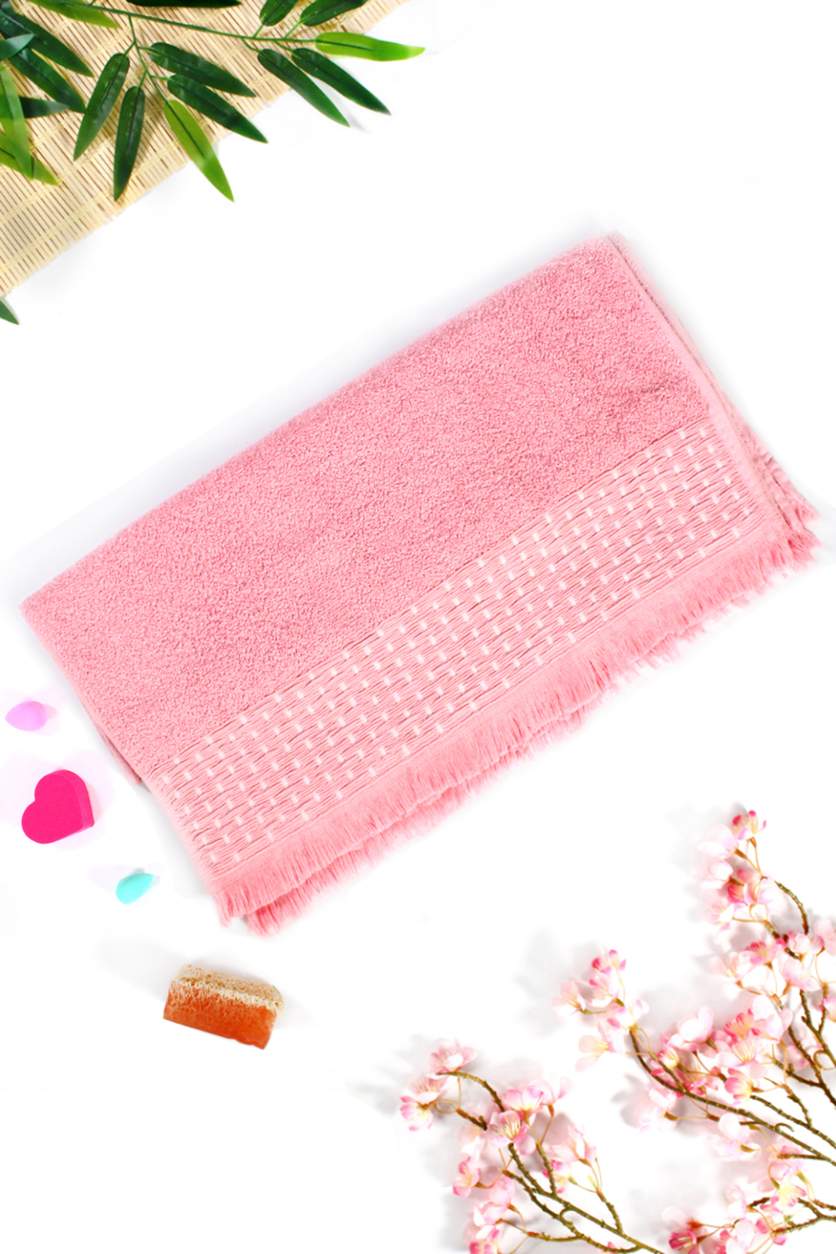 EL-Yüz-Havlusu-EKO-Efsun Saçaklı Hasır-Pembe-enex life