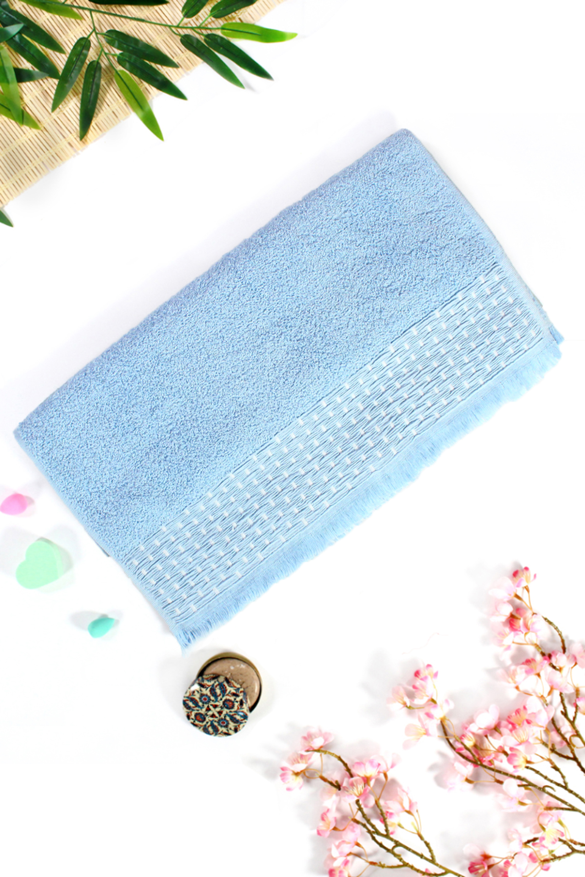 EL-Yüz-Havlusu-EKO-Efsun Saçaklı Hasır-Mavi-enex life