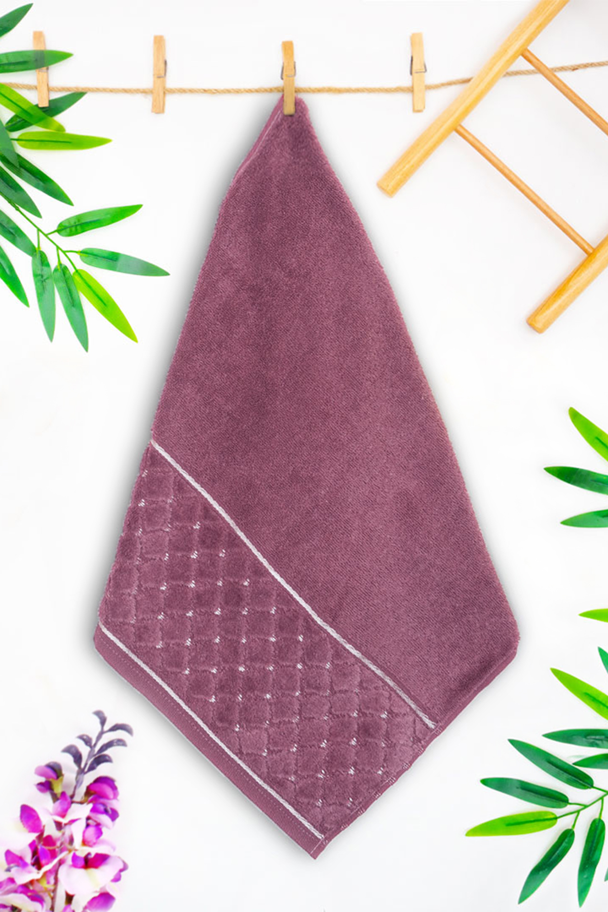 EL-Yüz-Havlusu-Yoncagül Motif Jakarlı-Bordo-enex life