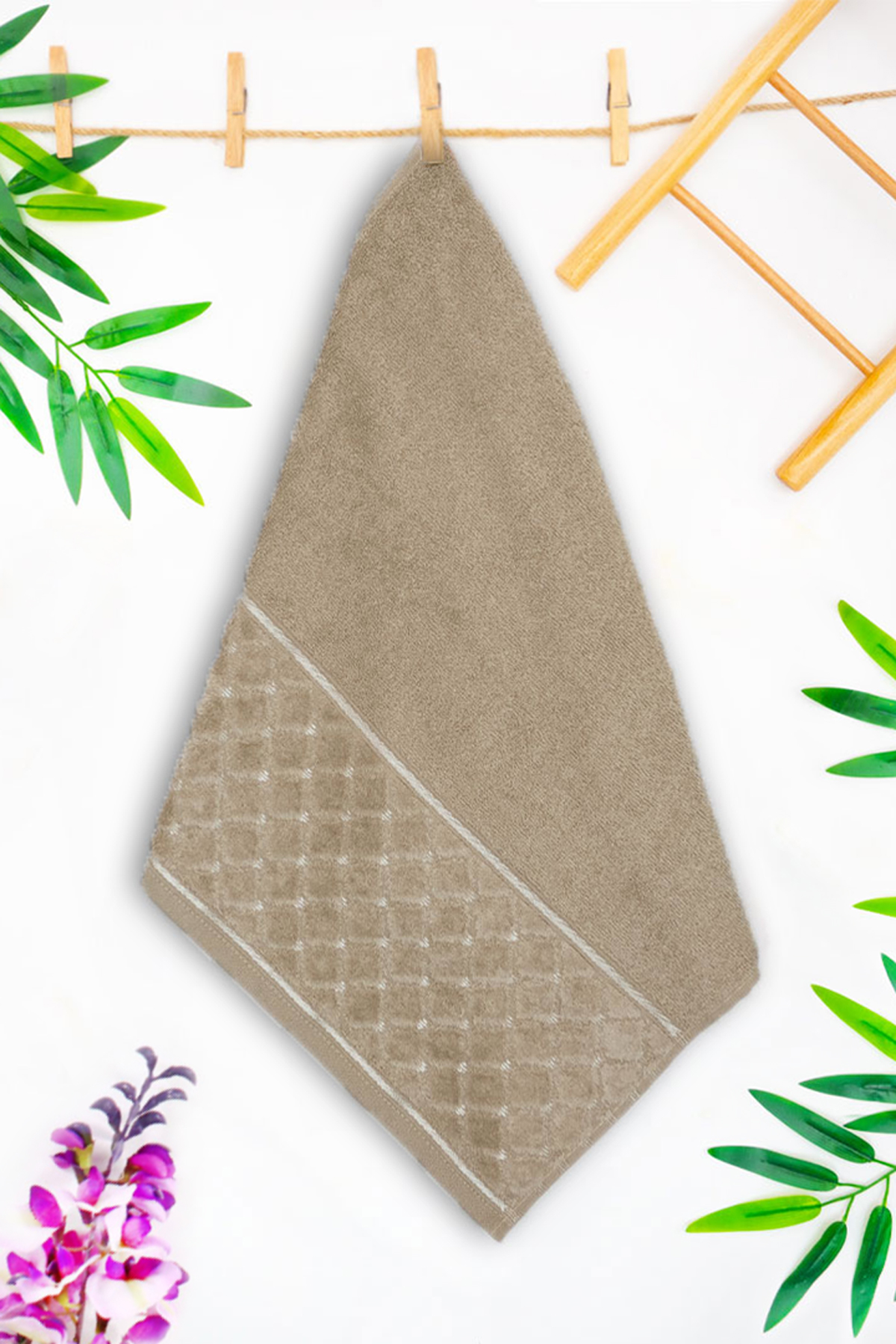 EL-Yüz-Havlusu-Yoncagül Motif Jakarlı-Kahve-enex life