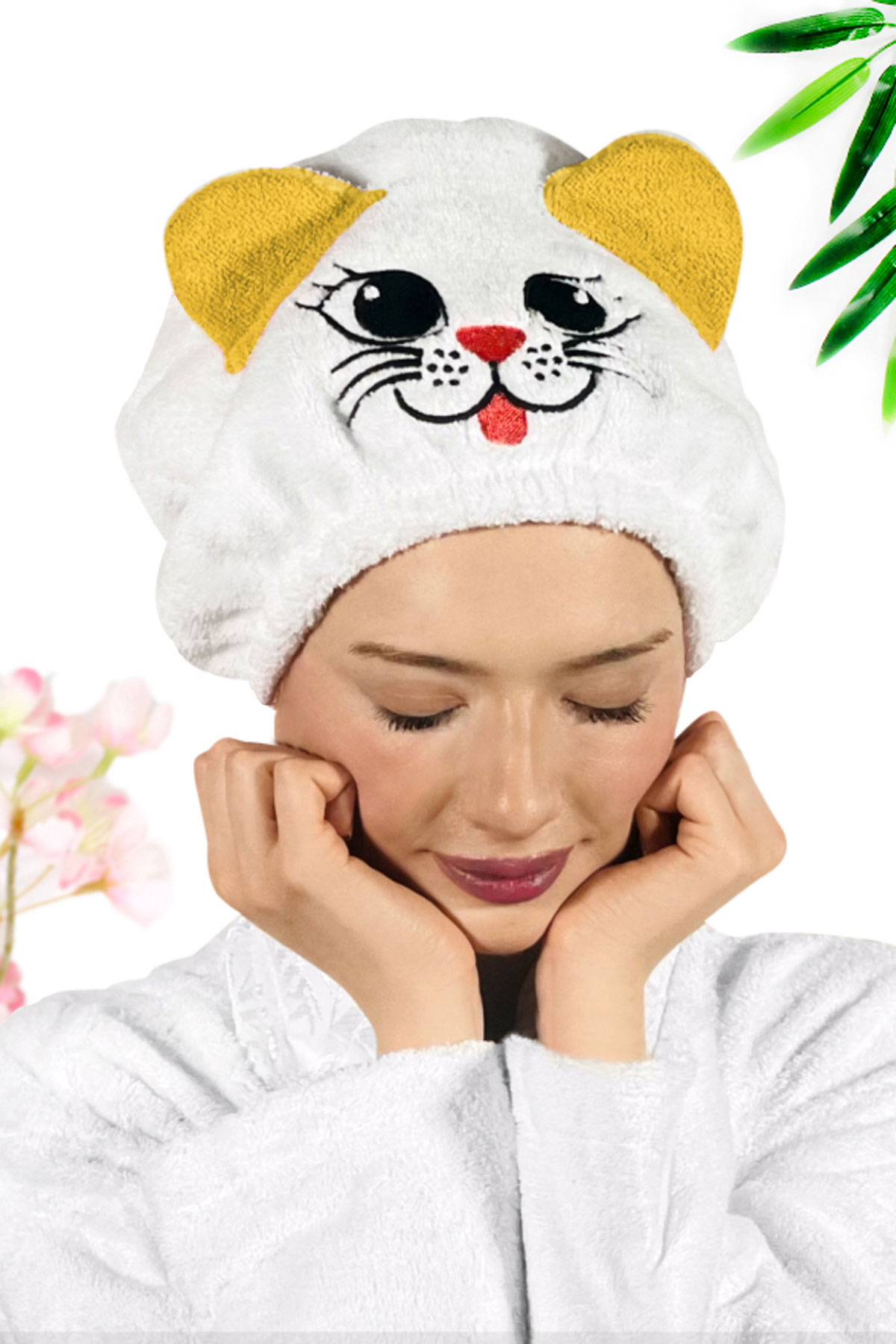 Kadın Bone Havlu KEDİ Modelli