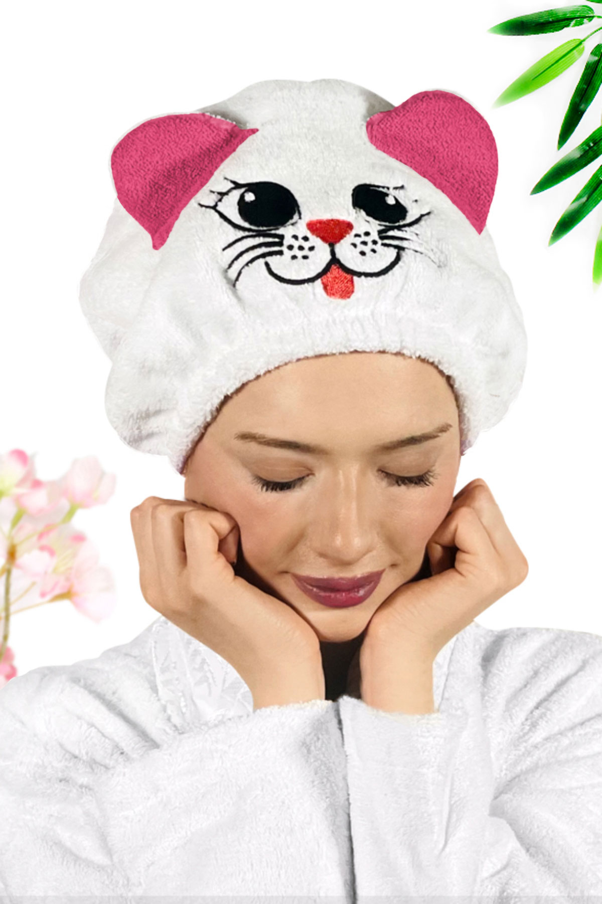 Kadın Bone Havlu KEDİ Modelli