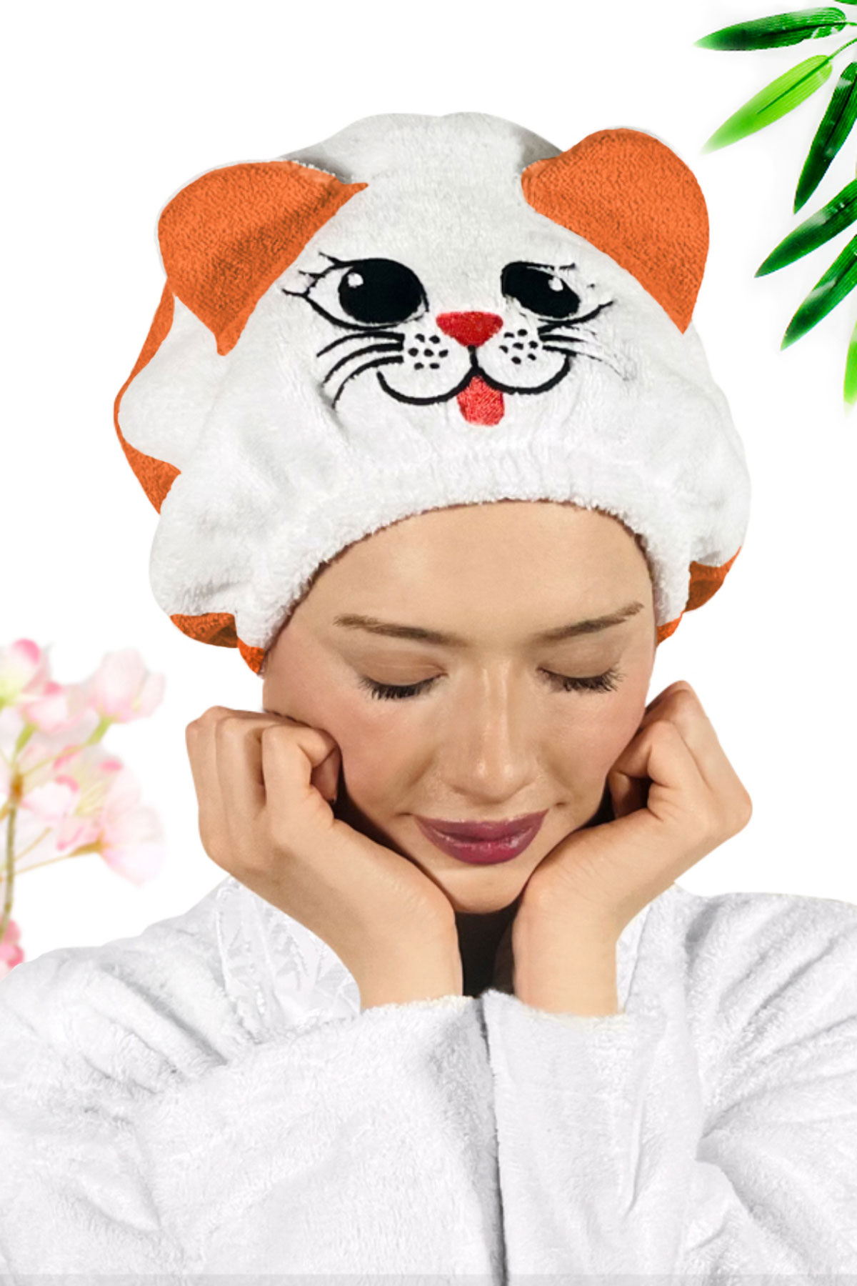 Kadın Bone Havlu KEDİ Modelli