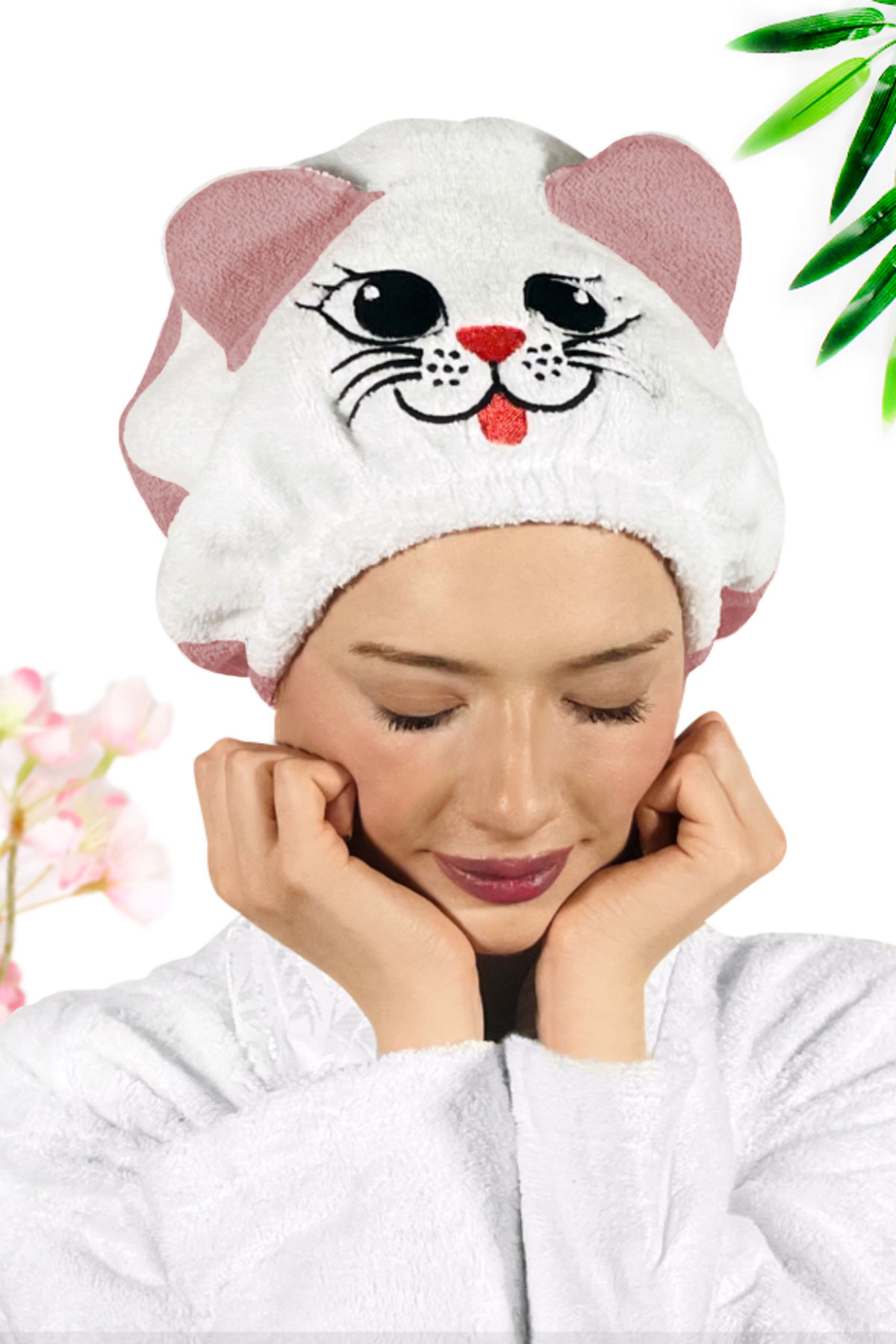 Kadın Bone Havlu KEDİ Modelli