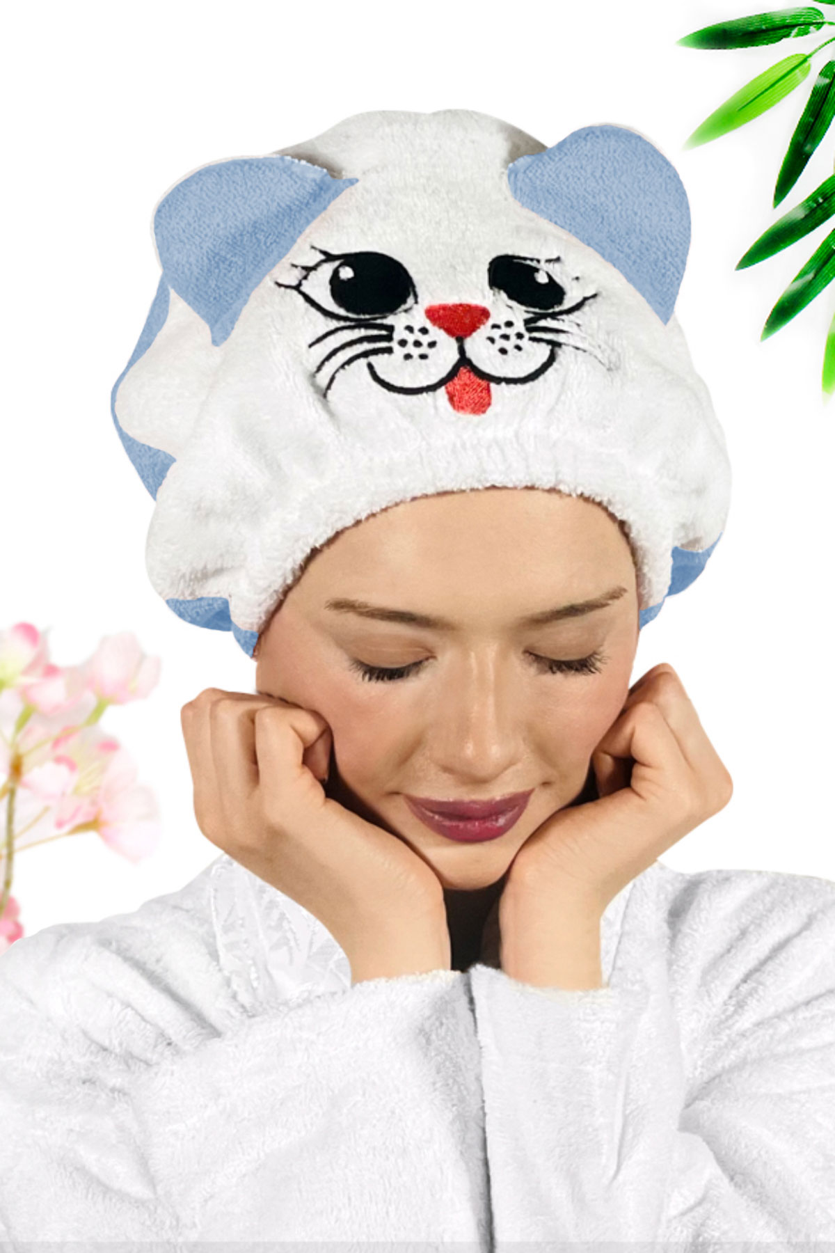 Kadın Bone Havlu KEDİ Modelli