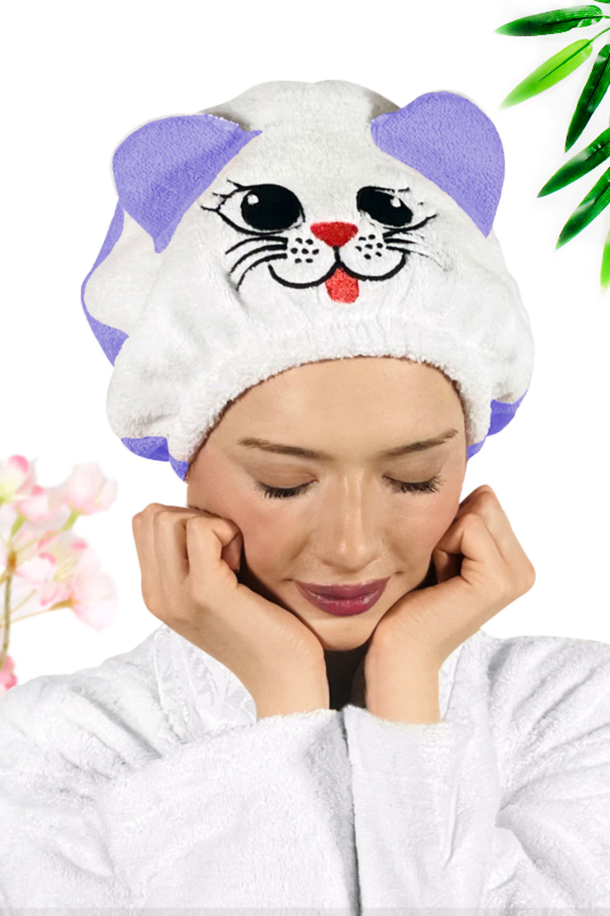 Kadın Bone Havlu KEDİ Modelli