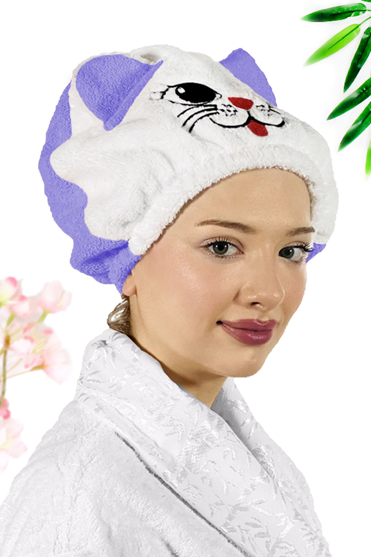 Kadın Bone Havlu KEDİ Modelli