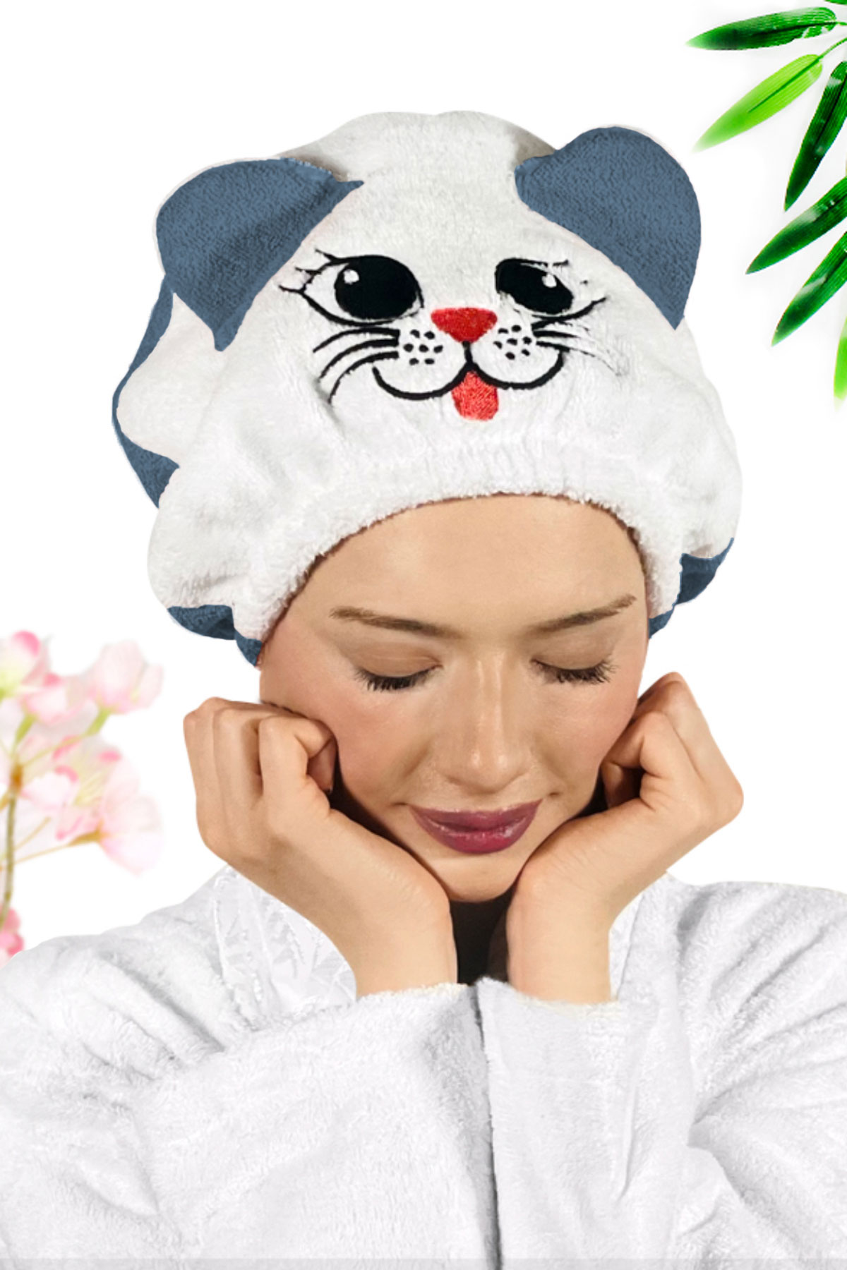 Kadın Bone Havlu KEDİ Modelli