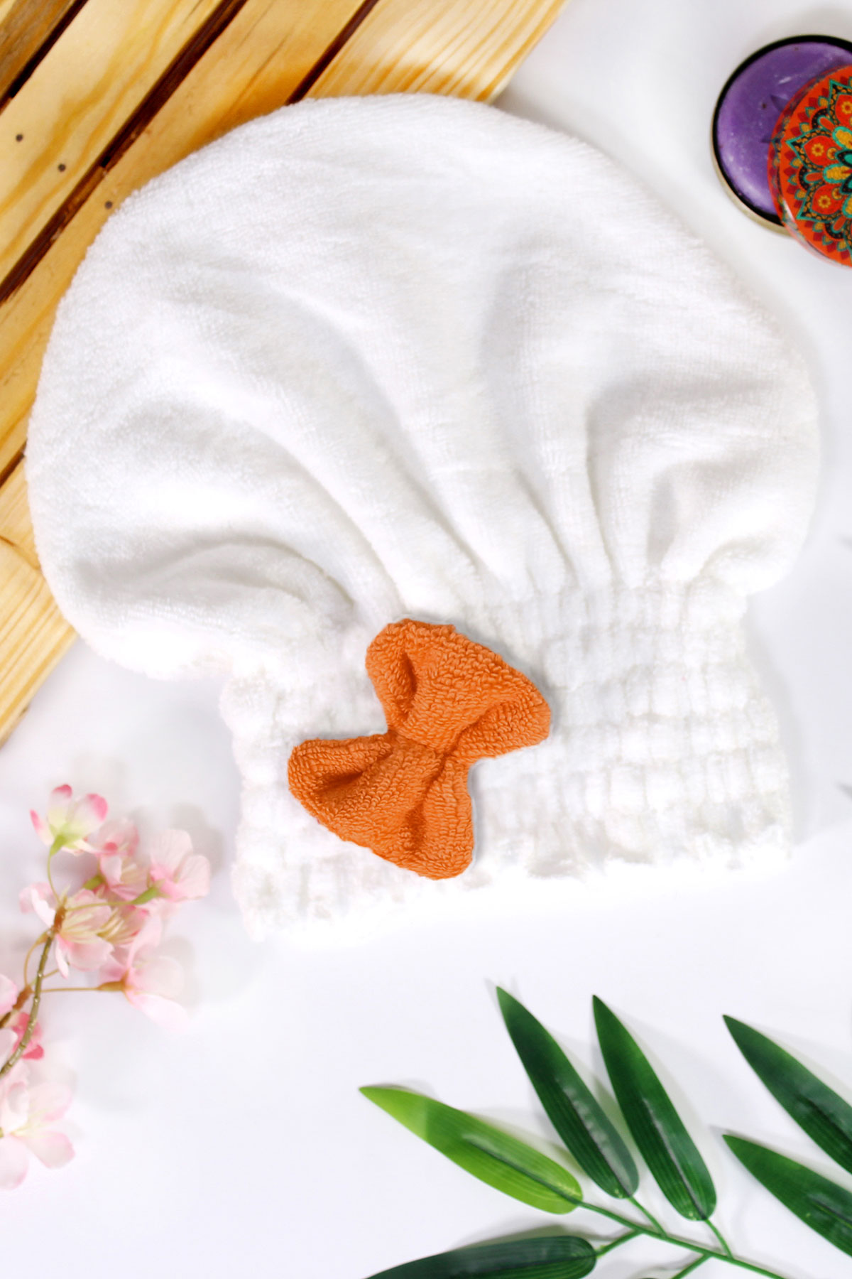 Kadın Bone Havlu Turuncu FİYONK Modelli