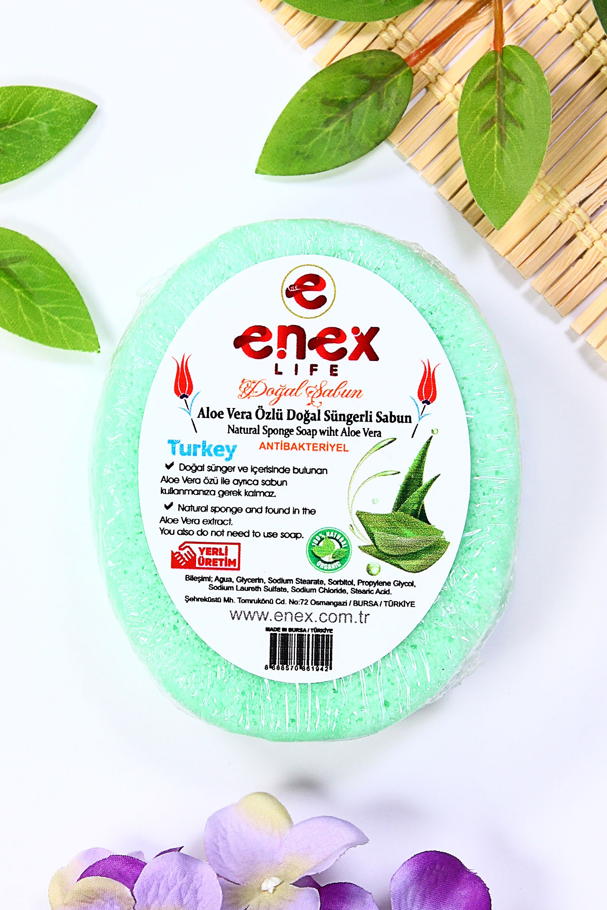 Aloe Veralı %100 Süngerli Sabun