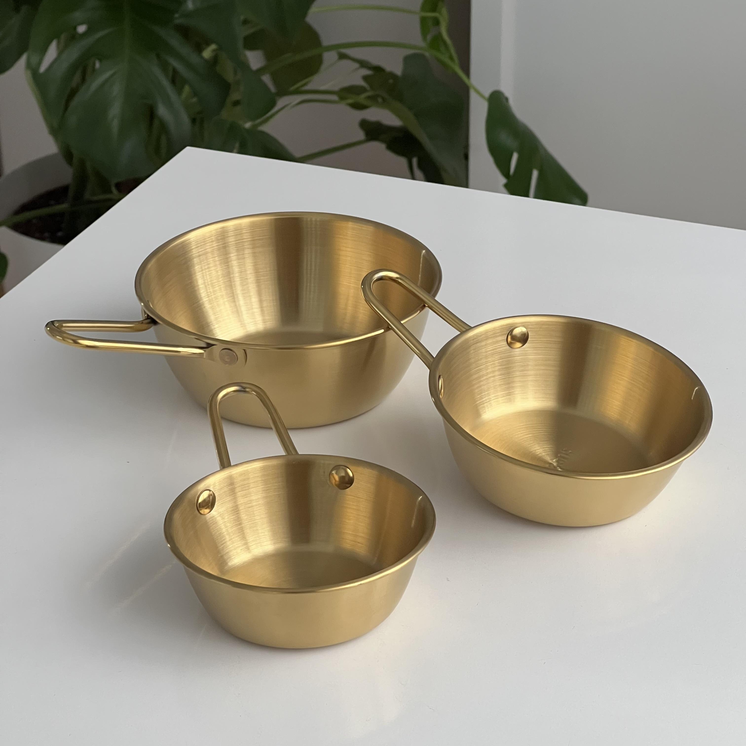 3lü Tek Kulplu Gold Çelik Sahan Seti