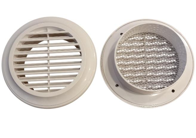 Plastik Menfez Boğaz Ölçü 10 cm Dış Çap 14 cm Hijyenik Ortam Menfezi Alüminyum  Telli Dış Cephede Kullanılabilir