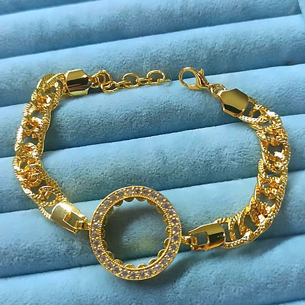 22K Altın Kaplama İmitasyon Çeyrek Çerçeveli Taşlı Bileklik