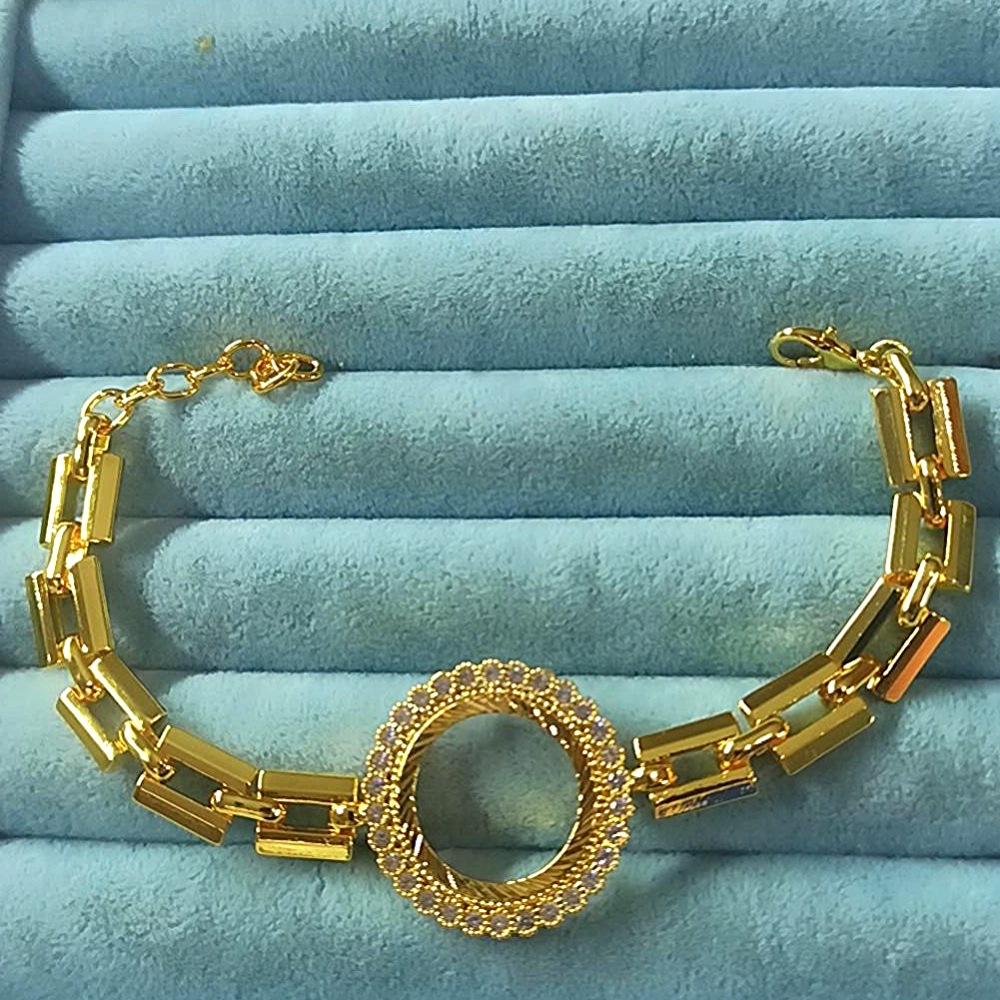 22K Altın Kaplama İmitasyon Çeyrek Çerçeveli Taşlı Bileklik