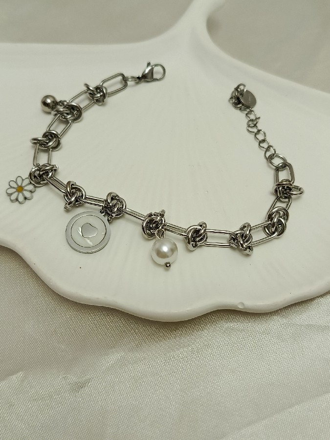 silver papatyalı bileklik