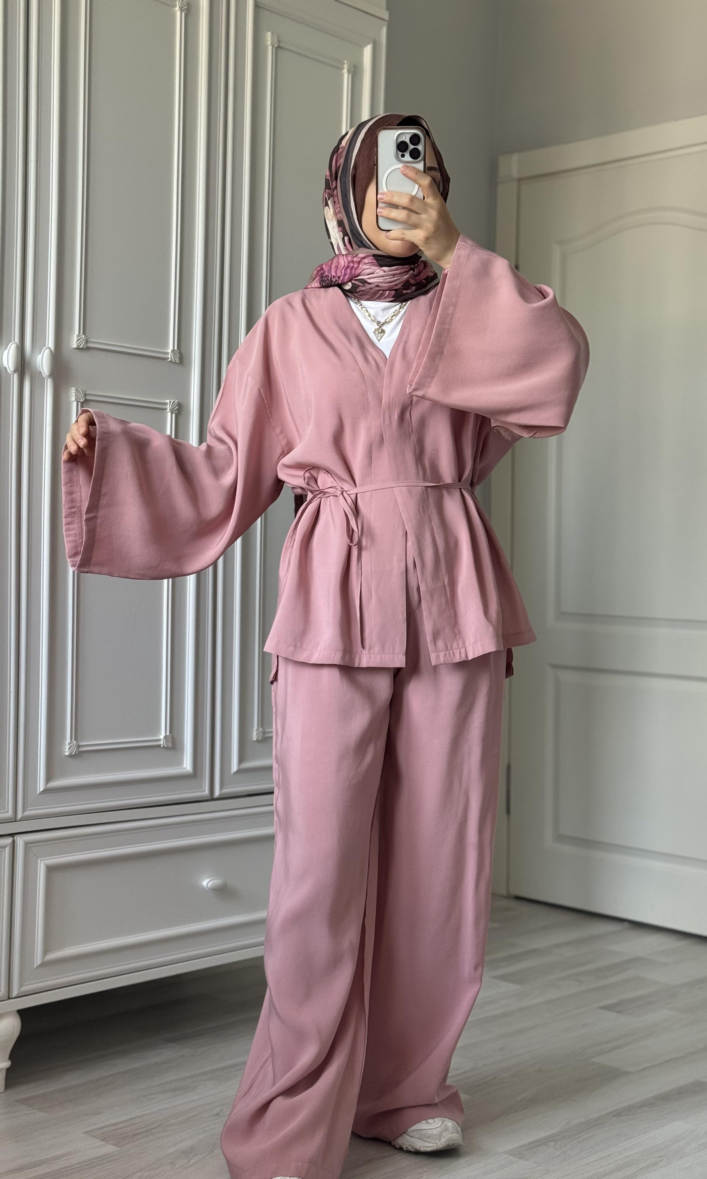 Pudra İkili Kimono Takım