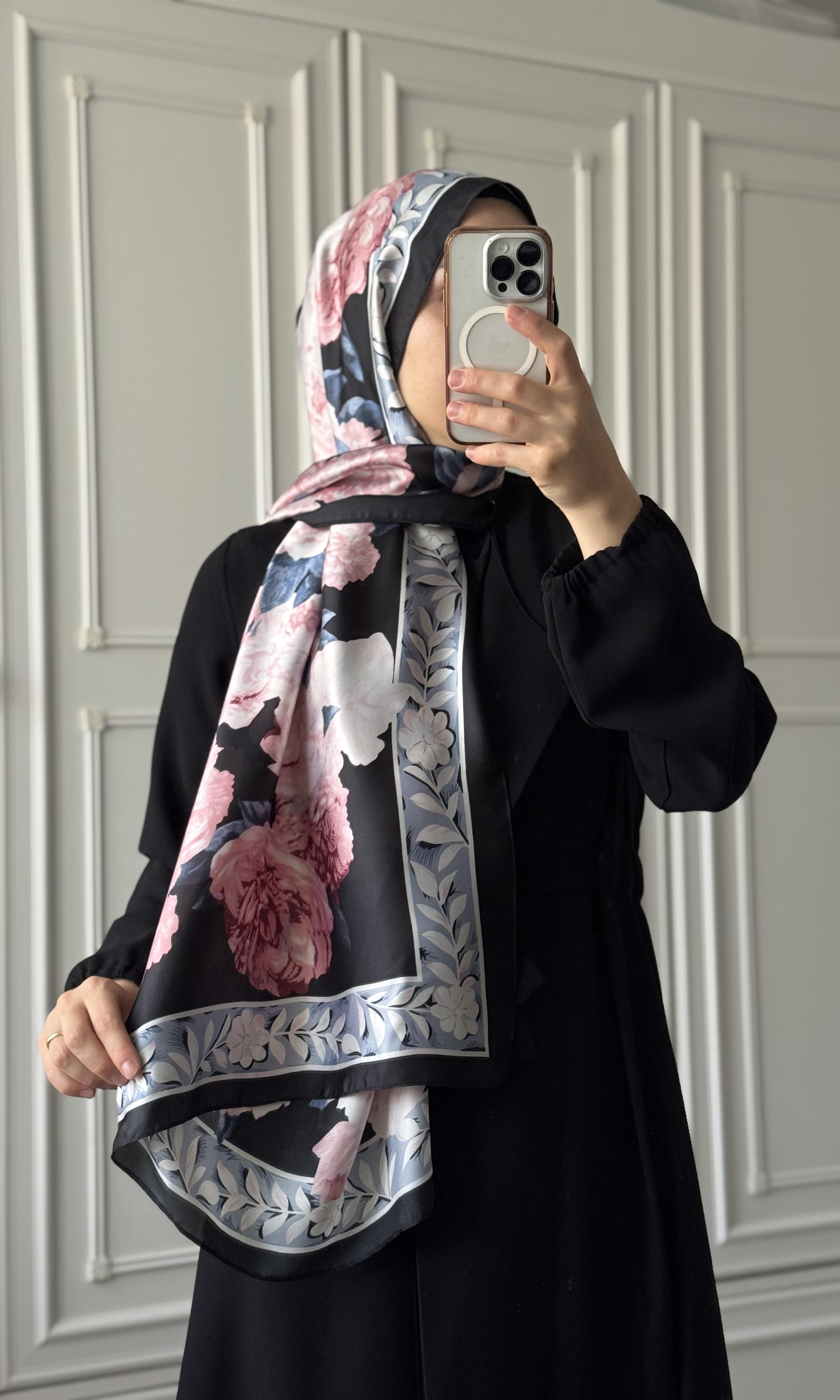 Solgun Gül Desen İthal Vual İpek Şal