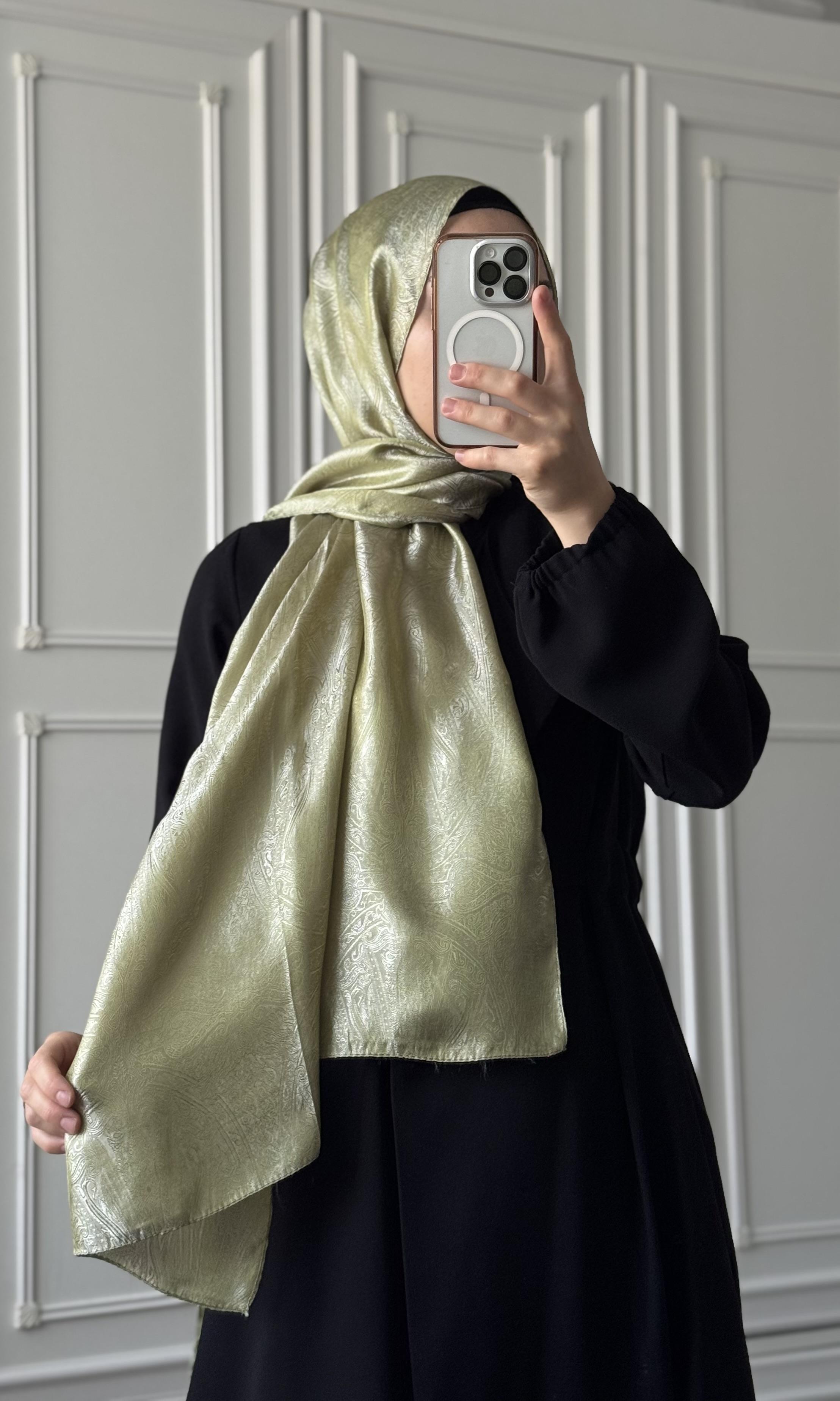 Yeşil Etro Desen İpek Floş Şal