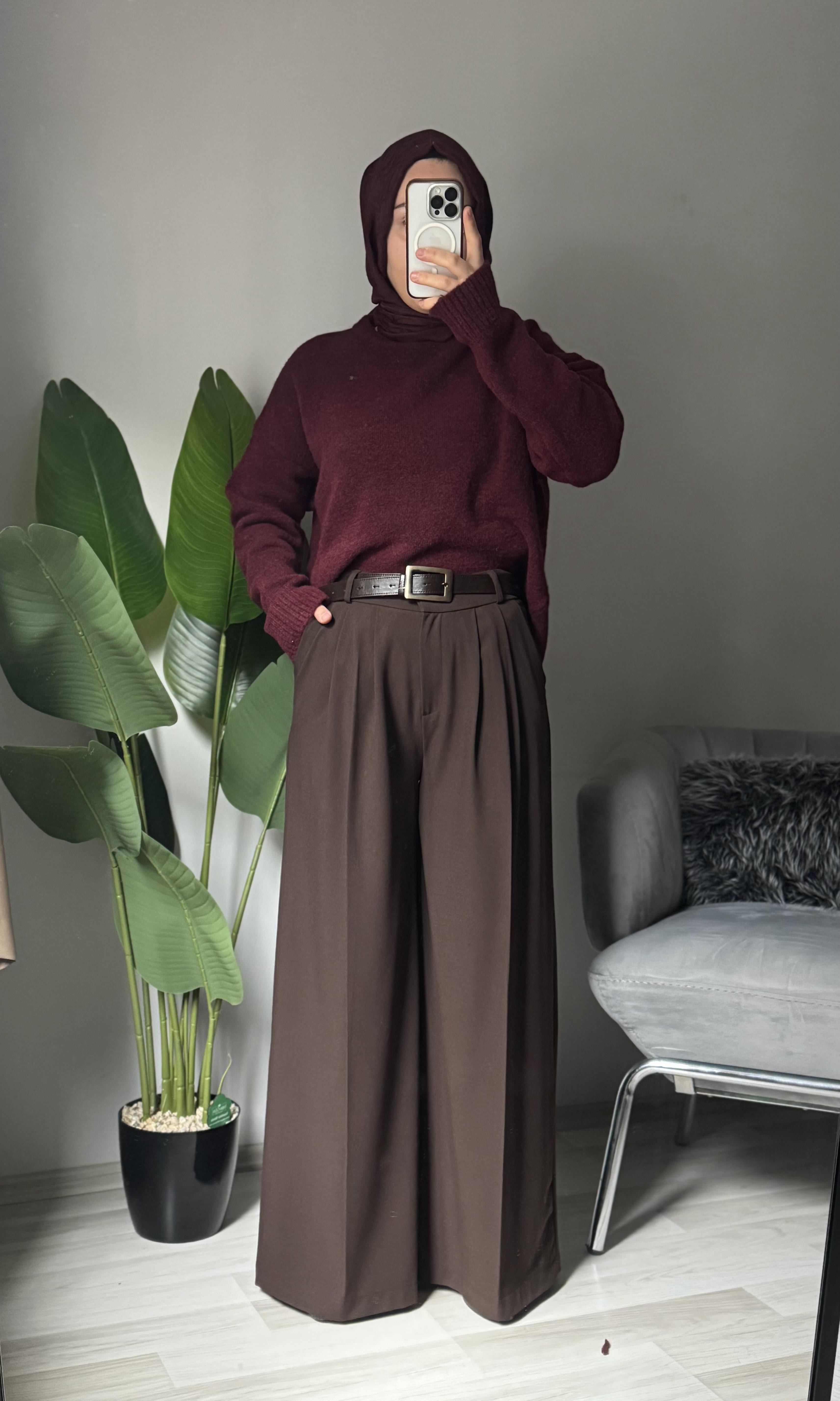 Kahverengi Palazzo Pantolon