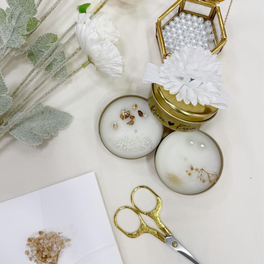 Çiçek Süslemeli Teneke Mum