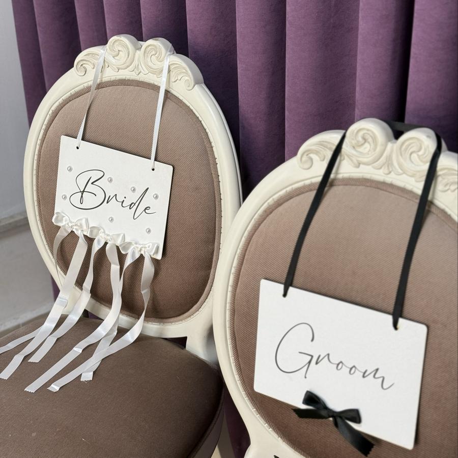 Ahşap Sandalye Süsü ( Bride + Groom)